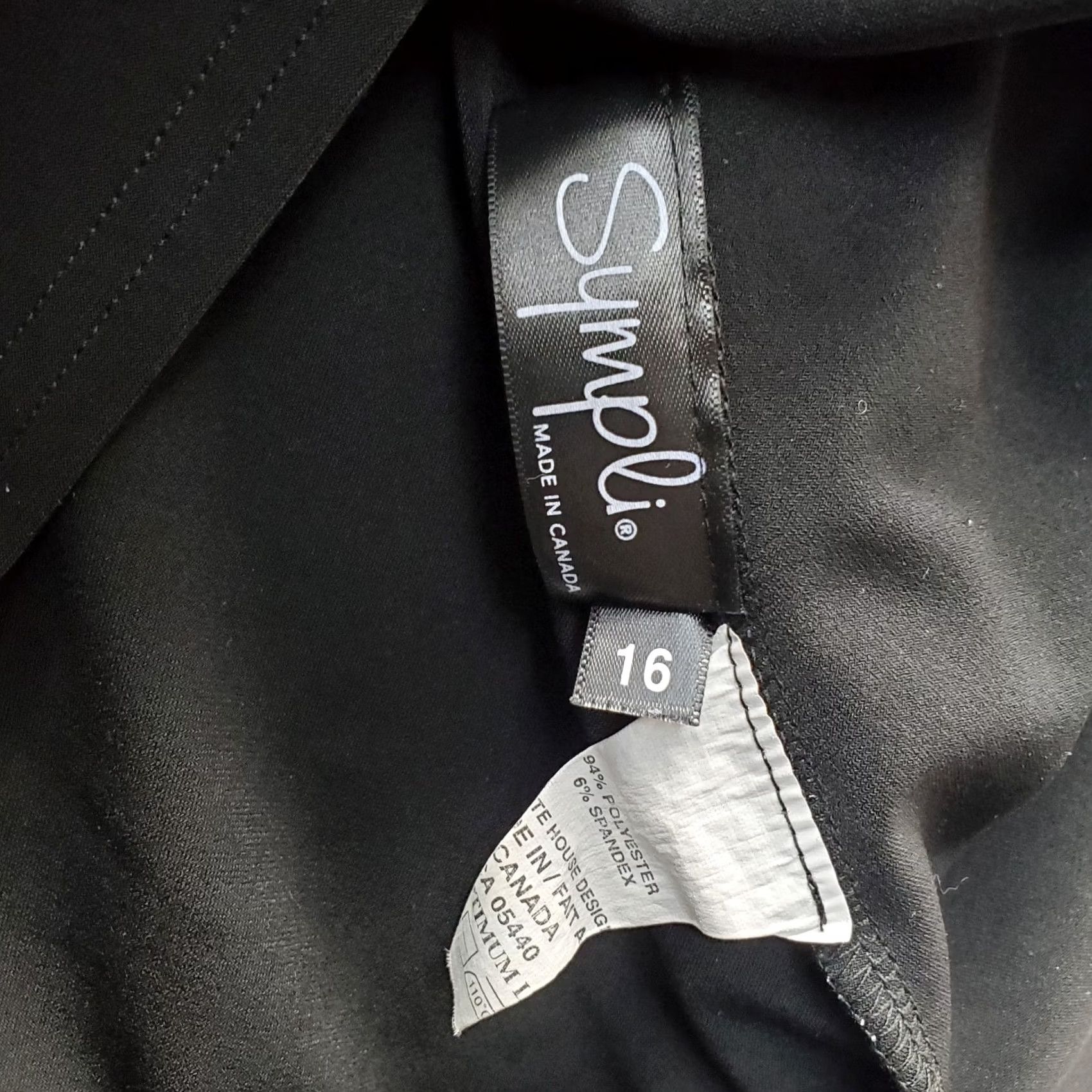 Vintage Sympli A-Line Dress Womens 16 Black Stretch 3/4 Sleeve Criss-Cross Strap Neck Dress Size XXL / US 16-18 / IT 52-54 - 5 Thumbnail