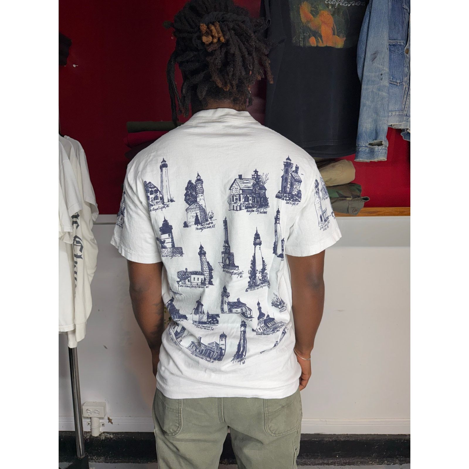 Fruit Of The Loom Vintage 90s lighthouse tee all over print Size US L / EU 52-54 / 3 - 2 Thumbnail