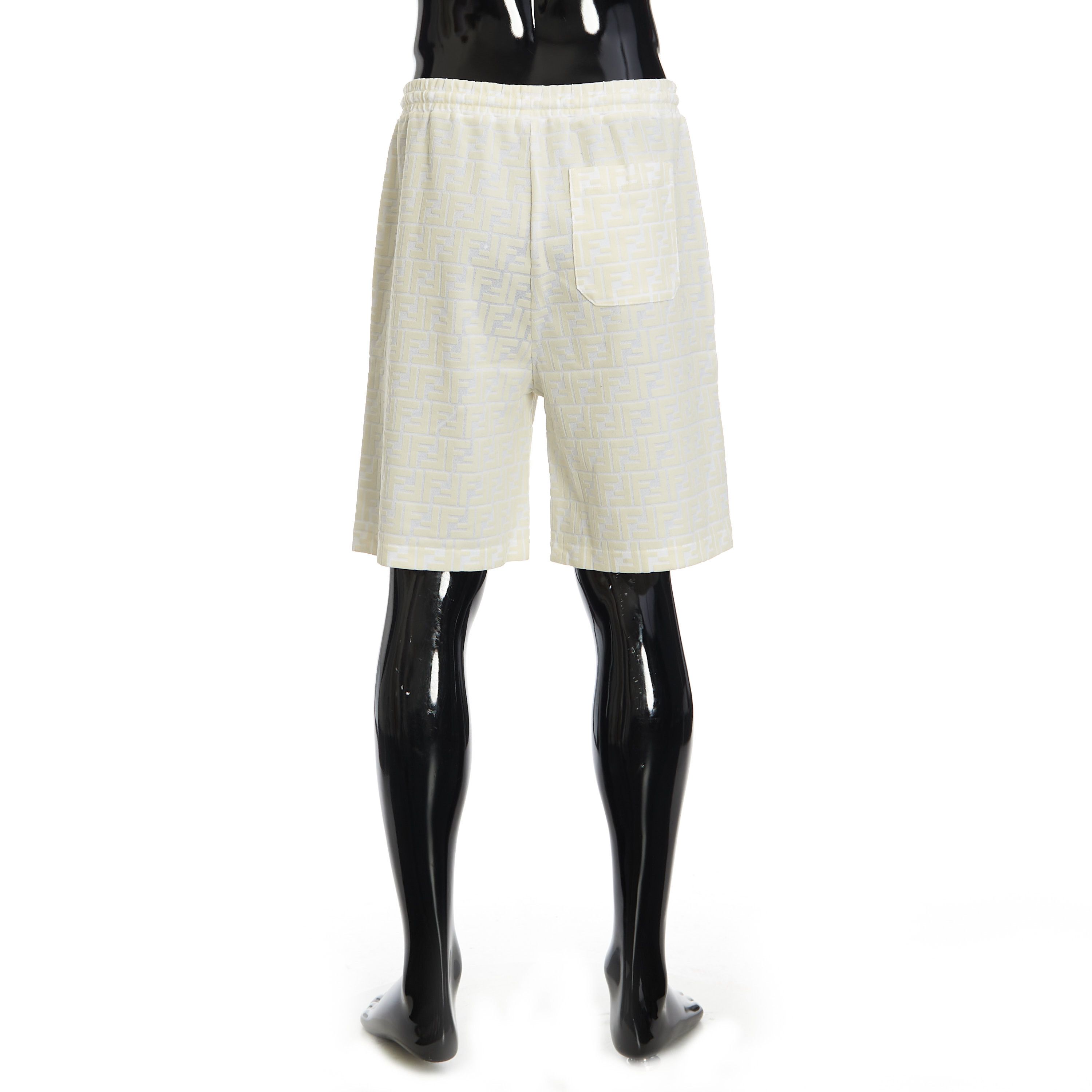 Fendi Jogging Bermuda Shorts In White Cotton With All-Over FF Logo Size US 32 / EU 48 - 5 Thumbnail