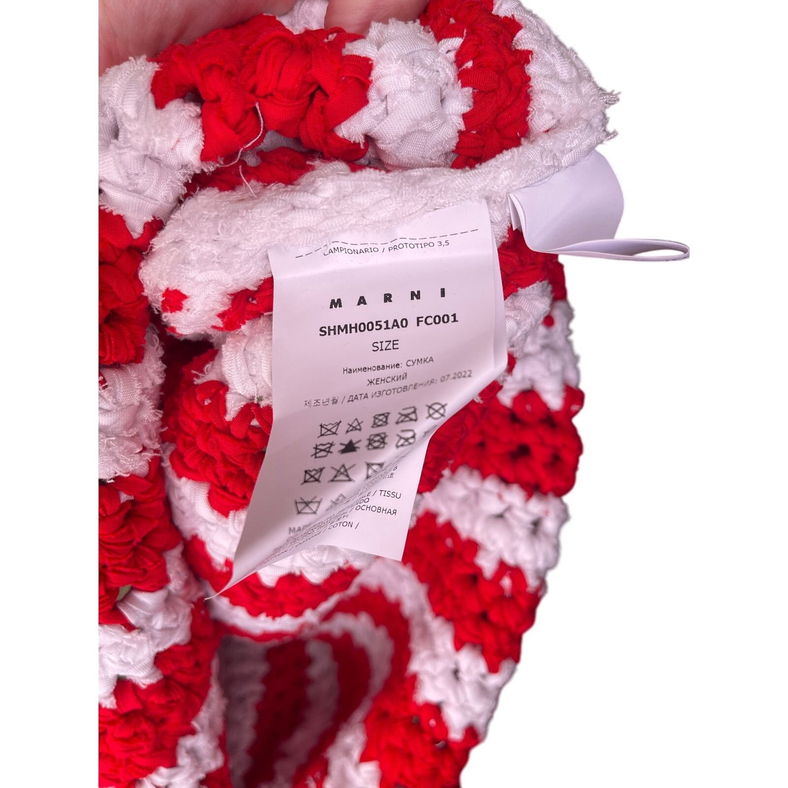 Marni Marni Market Jersey Bag, NWT, Red and White Size ONE SIZE - 4 Thumbnail