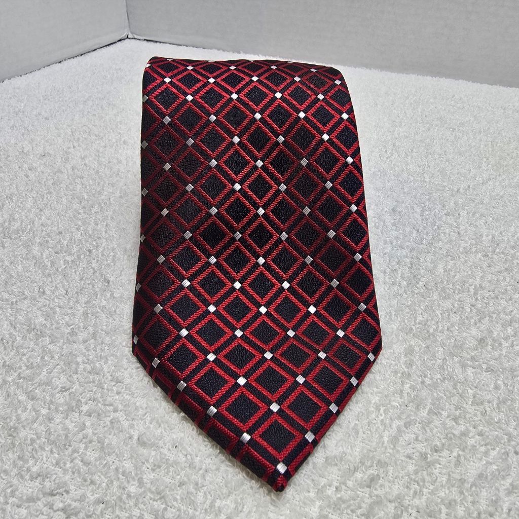 Stafford Men's Stafford Black Red Plaid Tie One Size Size ONE SIZE - 2 Thumbnail