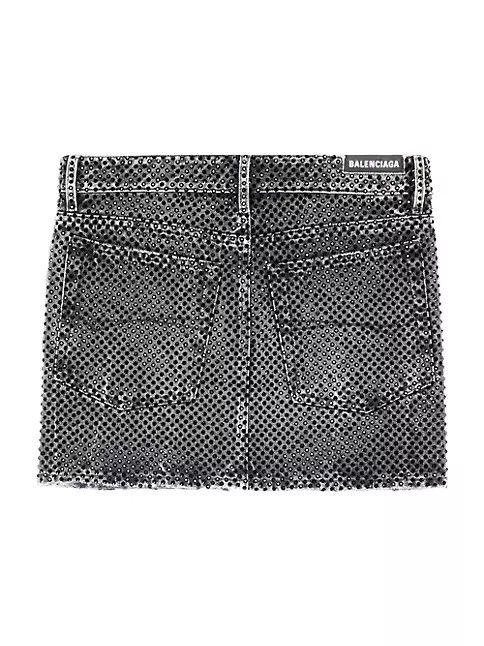 Balenciaga o1la1rc1a1024 Low Waist Mini Skirt in Noir/Iceberg Size 26" / US 2 / IT 38 - 3 Thumbnail