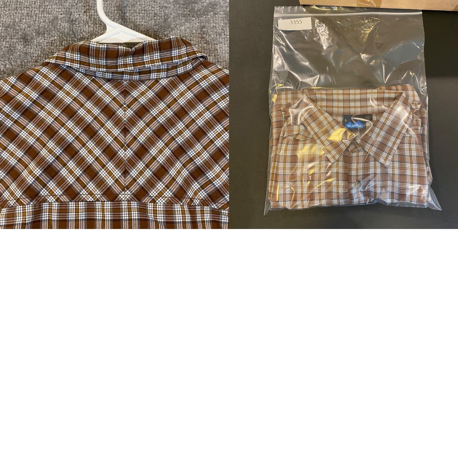 KAVU KAVU Shirt Mens Large Gray Brown Plaid Button Up Hiking Trail Top Short Sleeve Size US L / EU 52-54 / 3 - 8 Thumbnail