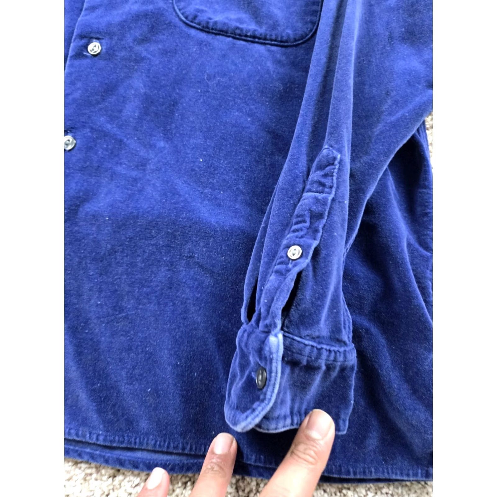 Alfani VINTAGE Alfani Shirt Mens Medium Blue Velvet Cotton Long Sleeve Button Up 90s Size US M / EU 48-50 / 2 - 4 Thumbnail