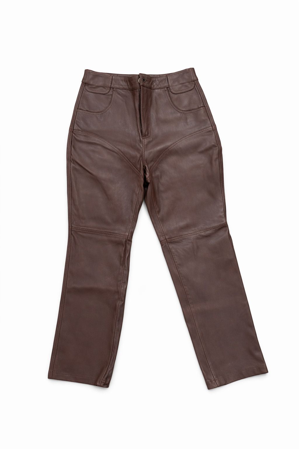 Telfar Straight Leg Leather Pant - Chocolate Size US 34 / EU 50 - 1 Thumbnail