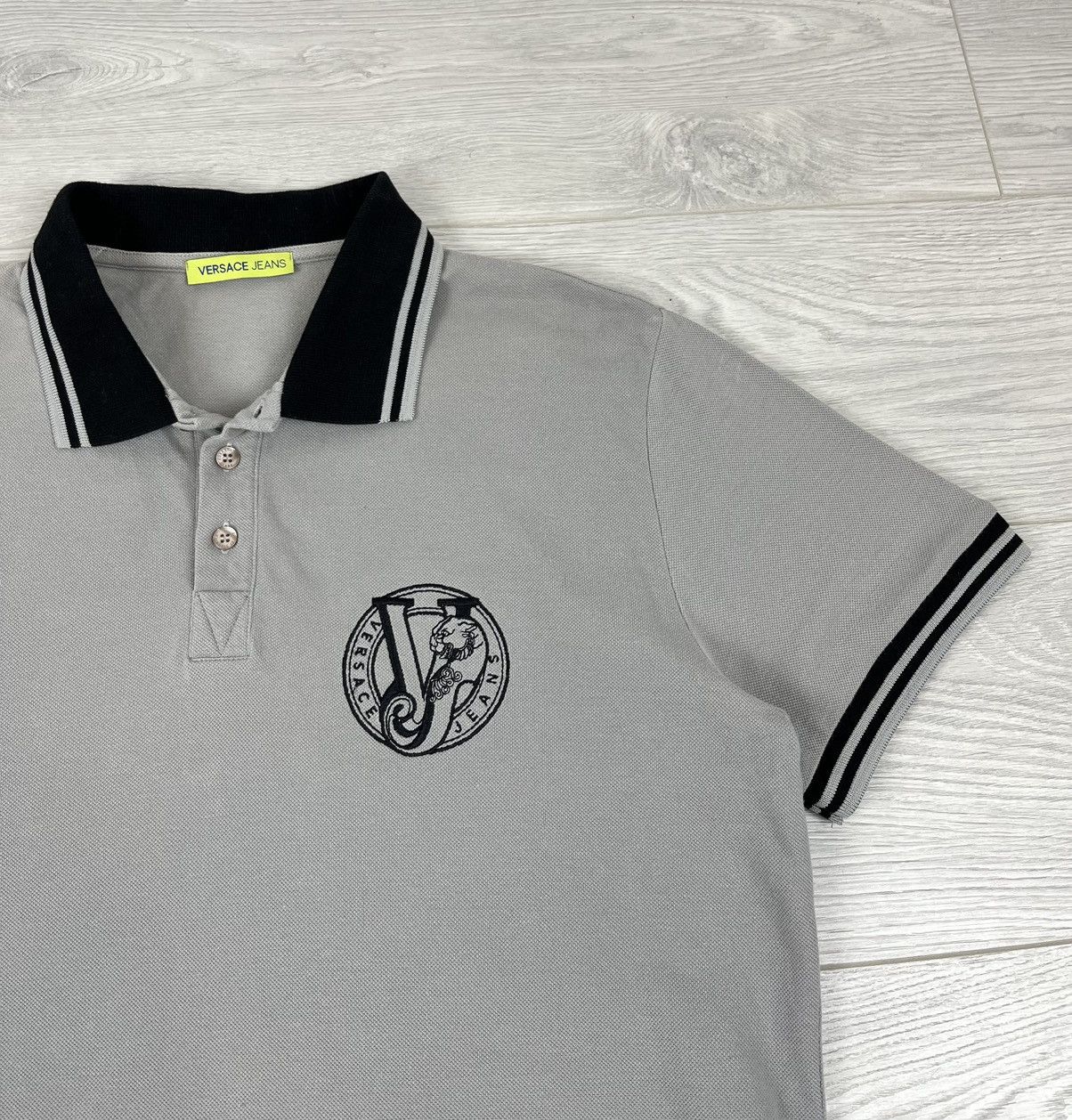 Versace Versace Jeans Grey Cotton Button Logo Polo Shirt Size US XL / EU 56 / 4 - 6 Thumbnail