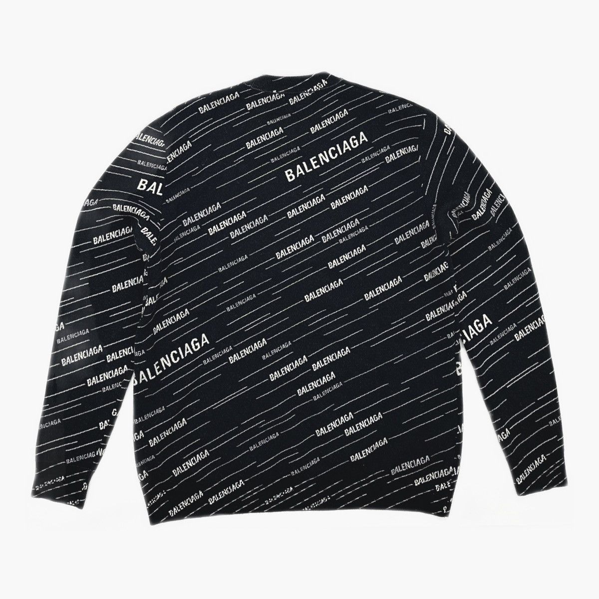 Balenciaga Balenciaga Black Logo Jacquard Wool Crew Neck Sweater Size US S / EU 44-46 / 1 - 2 Thumbnail