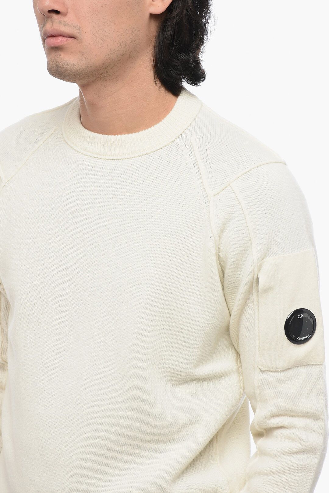 C.P. Company og1mm1024 Wool Sea Island Sweater in White Size US S / EU 44-46 / 1 - 3 Thumbnail