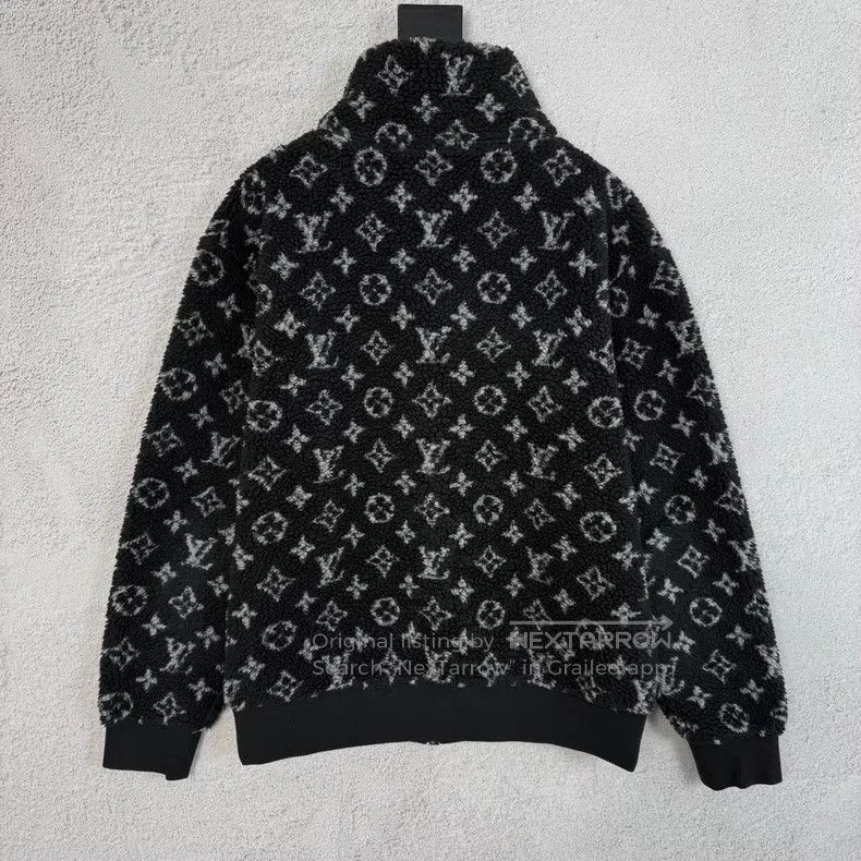 Louis Vuitton Louis Vuitton Black full logo lambswool jacket Size US M / EU 48-50 / 2 - 2 Thumbnail