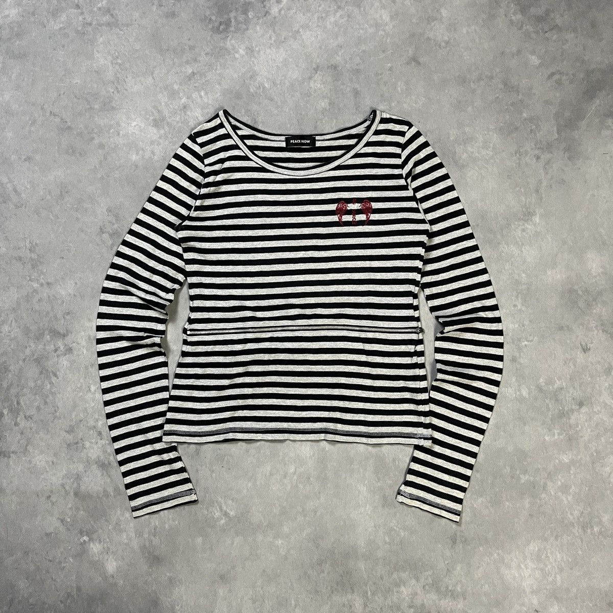 Japanese Brand 2000s PEACE NOW - Striped Zip Top Gothic Punk Grunge Style Size US M / EU 48-50 / 2 - 2 Thumbnail