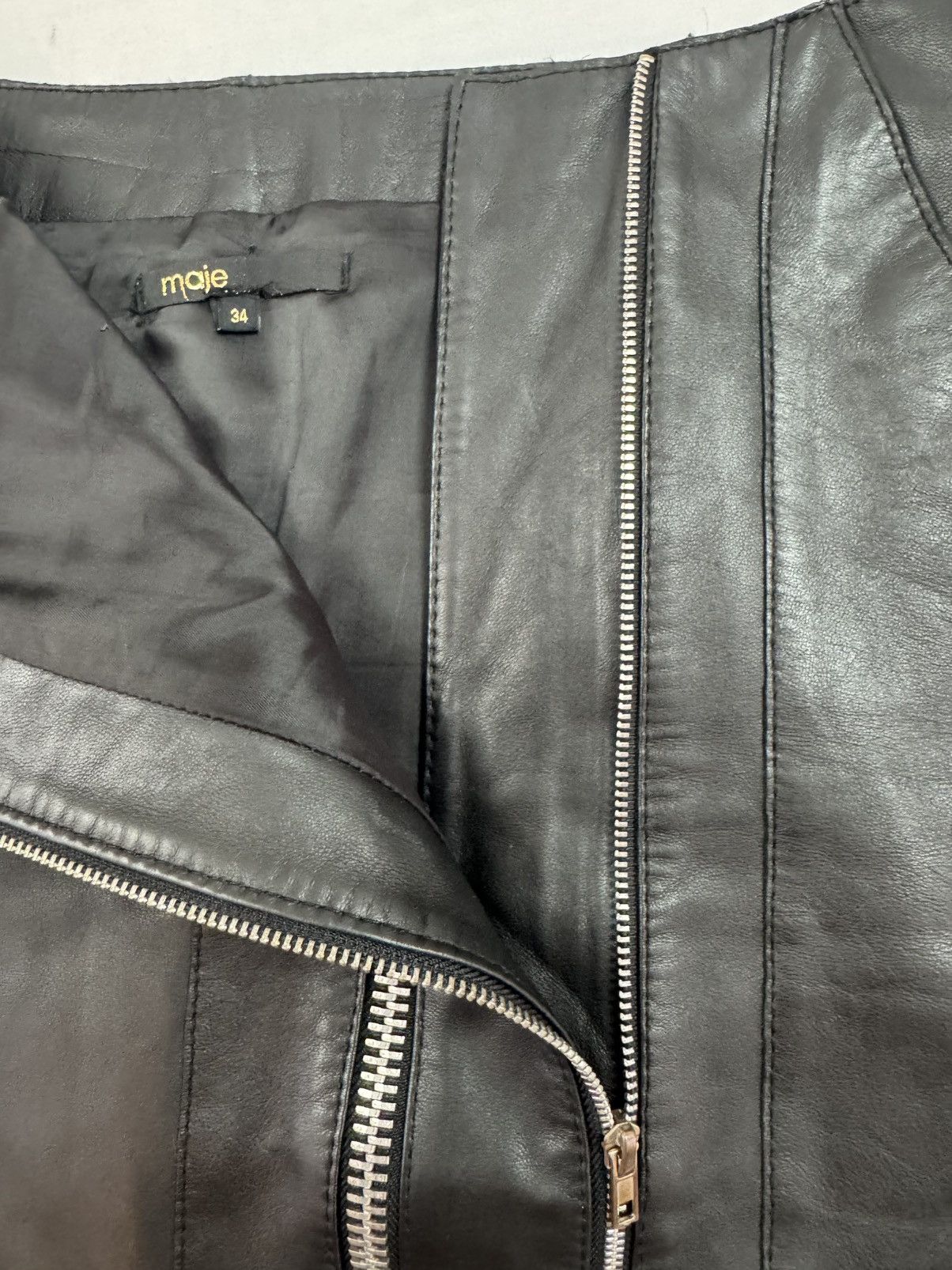 Maje 100% Lamb Leather Mini Skirt with pockets Size 25" / US 0 / IT 36 - 7 Thumbnail