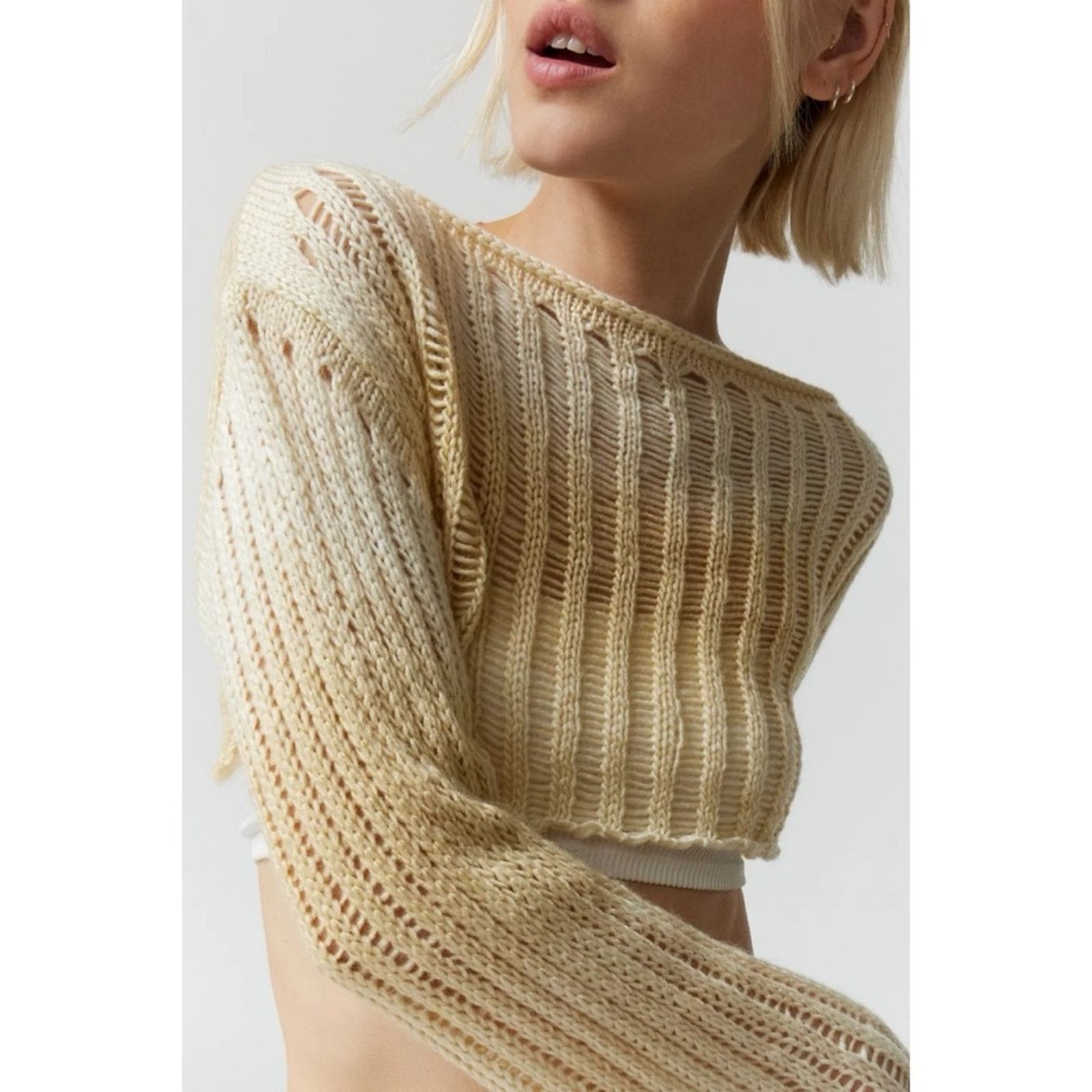 Urban Outfitters Urban Outfitters Ladder-Knit Shrug Sweater M Size M / US 6-8 / IT 42-44 - 15 Thumbnail