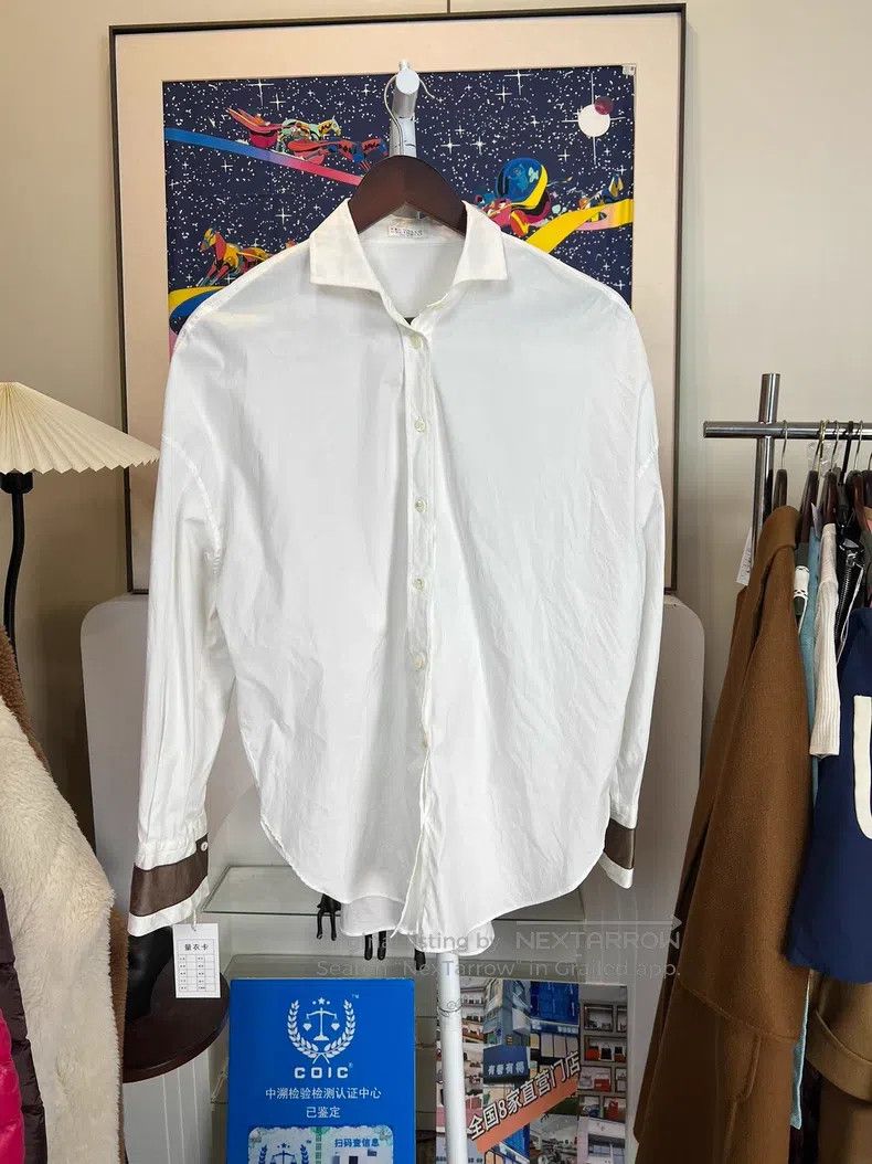 Brunello Cucinelli Brunello Cucinelli White Long Sleeve Shirt Size L / US 10 / IT 46 - 1 Thumbnail
