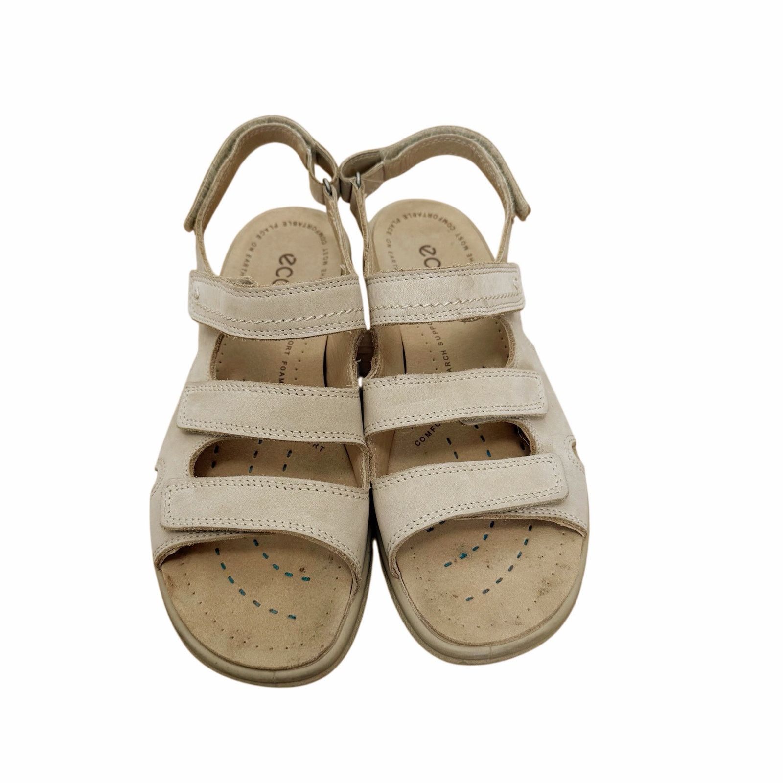 Ecco Ecco Beige Leather Breeze 3 Strap Sandals Sz 39 Size US 8.5 / IT 38.5 - 7 Thumbnail