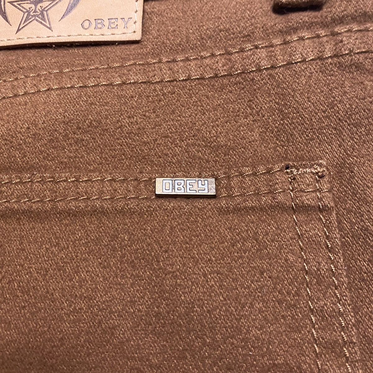 Obey × Shepard Fairey Obey Propaganda Brown Stretch Cotton Casual Trousers Pants Size US 32 / EU 48 - 23 Thumbnail