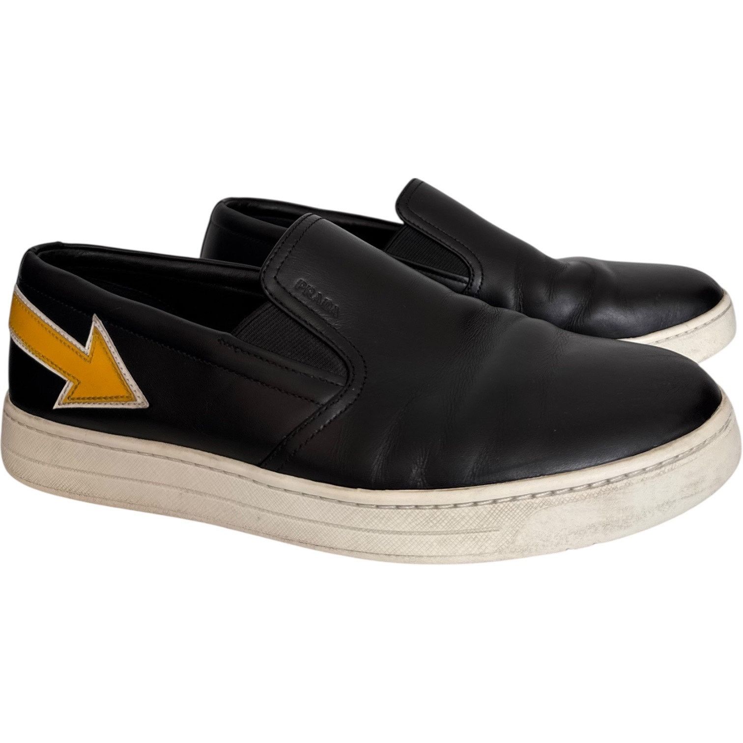 Prada Prada Linea Rossa Black Leather Slip-On Sneakers Italy 7.5 Size US 7.5 / EU 40-41 - 2 Thumbnail