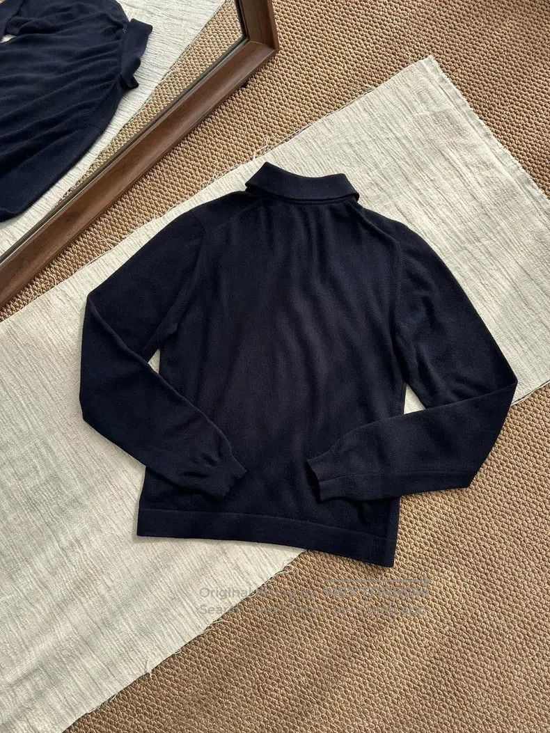 Hermes Hermes Polo Neck Cashmere Knit Sweater Jacket, Navy Blue Size M / US 6-8 / IT 42-44 - 3 Thumbnail
