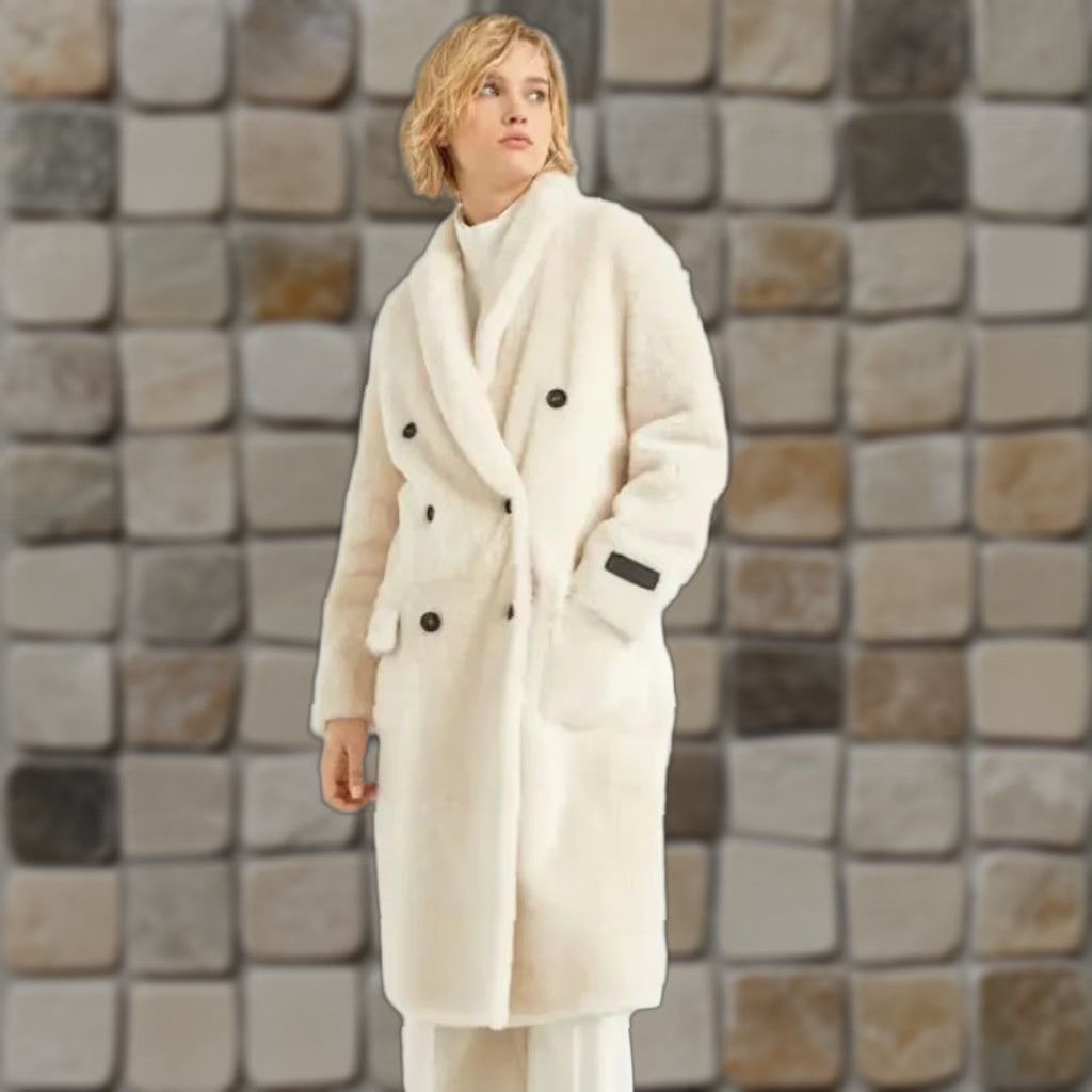 Brunello Cucinelli Brunello Cucinelli Reversible Shearling Coat Womens Beige Long Coat Regular Size One Size Size ONE SIZE - 1 Thumbnail