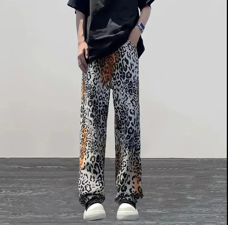 Japanese Brand Trendy Baggy Cyber Y2K Jeans with Leopard Print Size US 32 / EU 48 - 3 Thumbnail