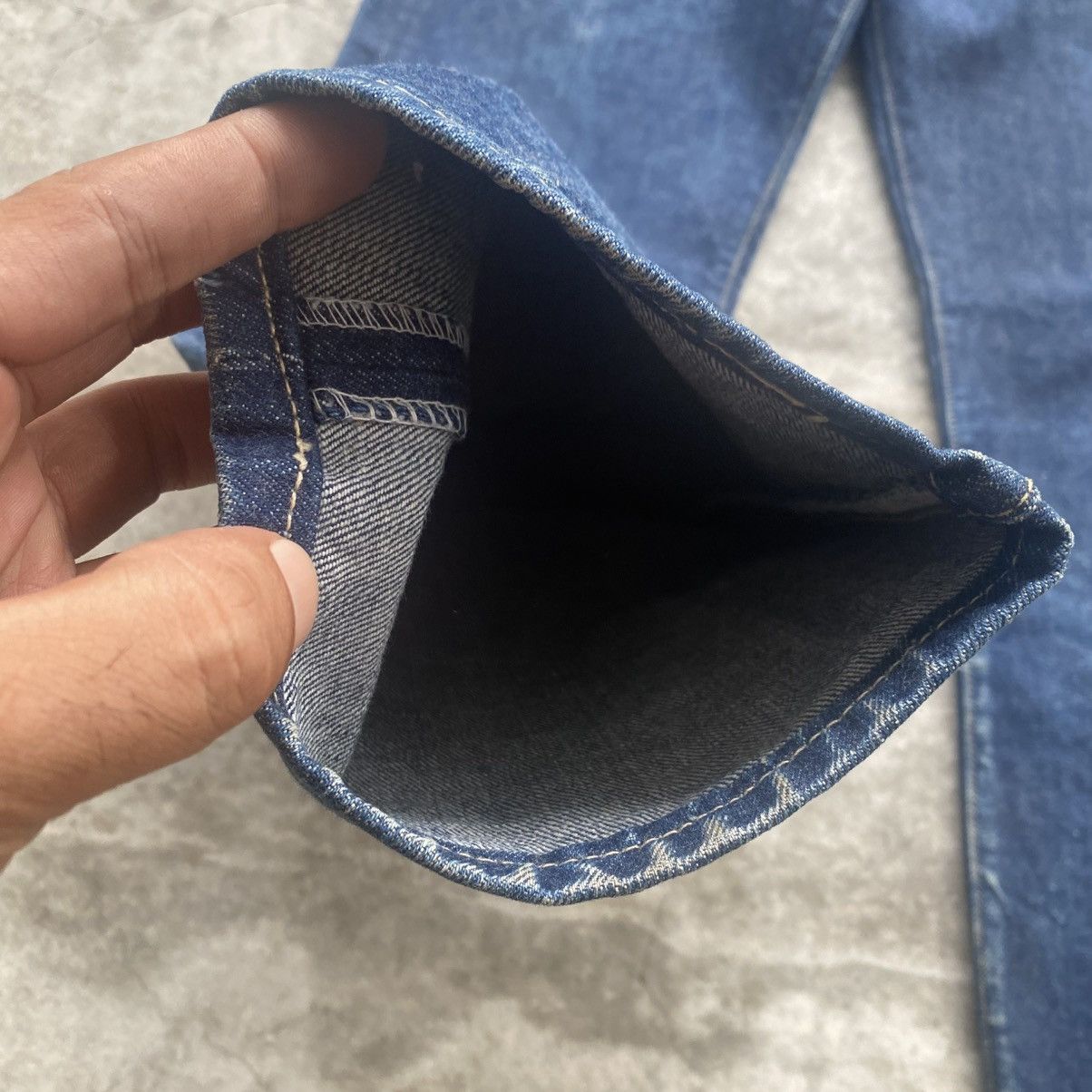If Six Was Nine × Issey Miyake × Le Grande Bleu (L.G.B.) Vintage 80's Edwin Blue Jeans Mud Wash w31 Size US 31 - 4 Thumbnail