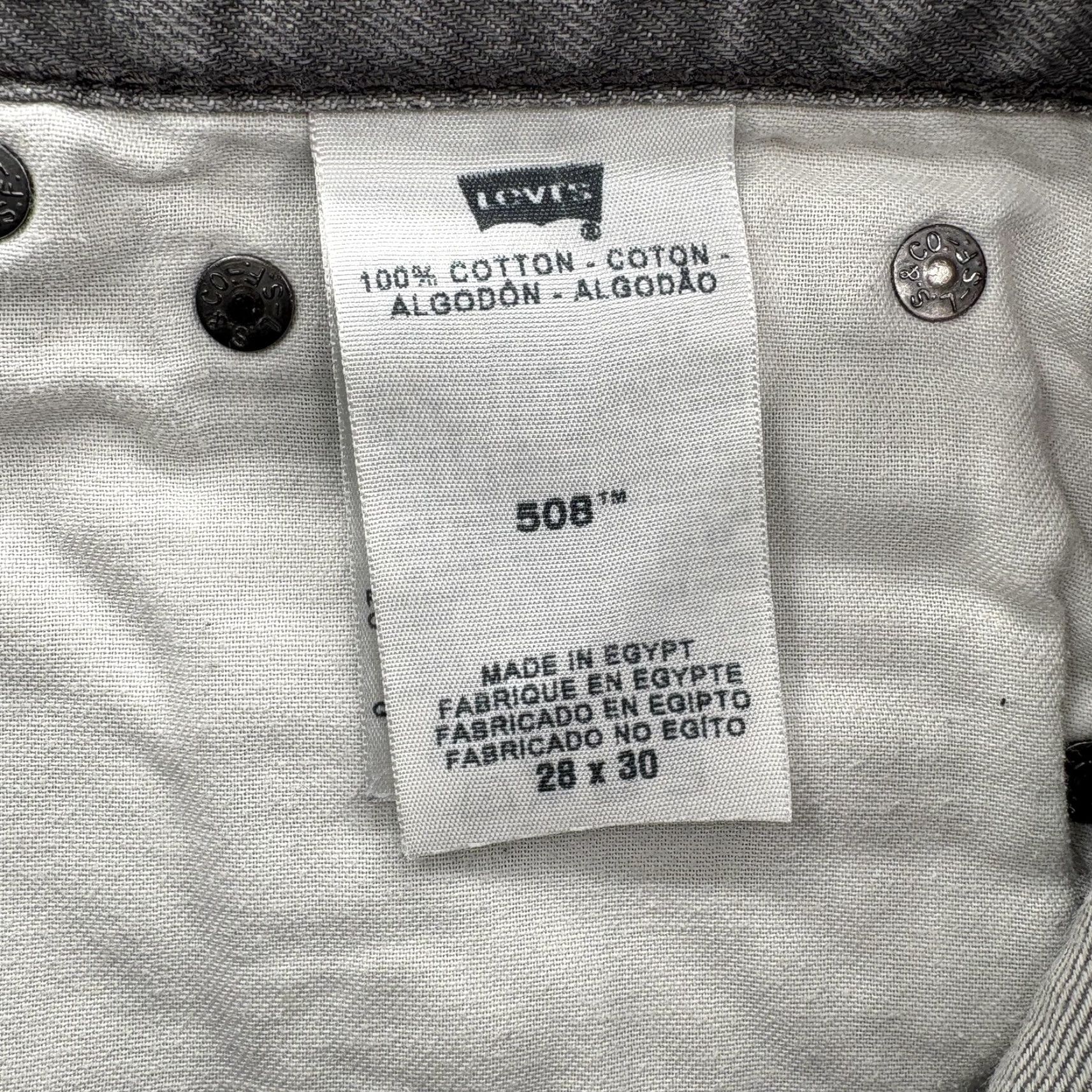 Levi's Levi's Jeans Mens 28x30 Gray Regular Tapered Leg 508 Denim 5-Pocket Zip Fly Belt Loops Size US 28 / EU 44 - 4 Thumbnail