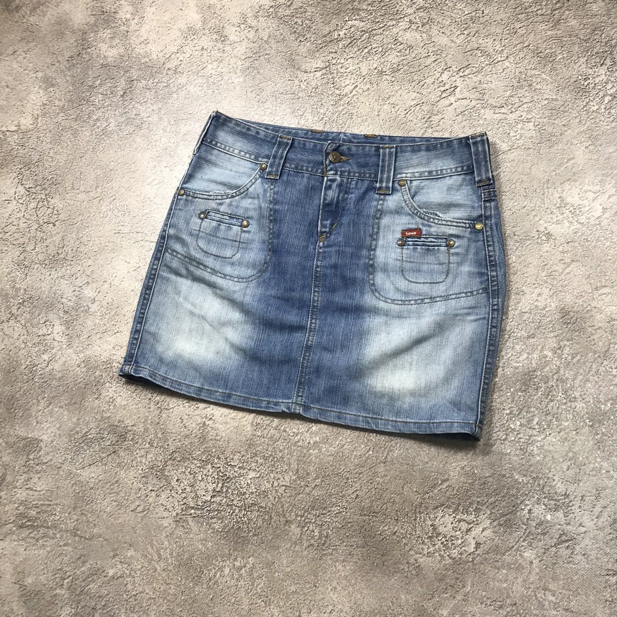 Vintage Vintage Y2K Mini Skirt Distressed Streetwear Grunge Logo 30 Size 30" / US 8 / IT 44 - 2 Thumbnail
