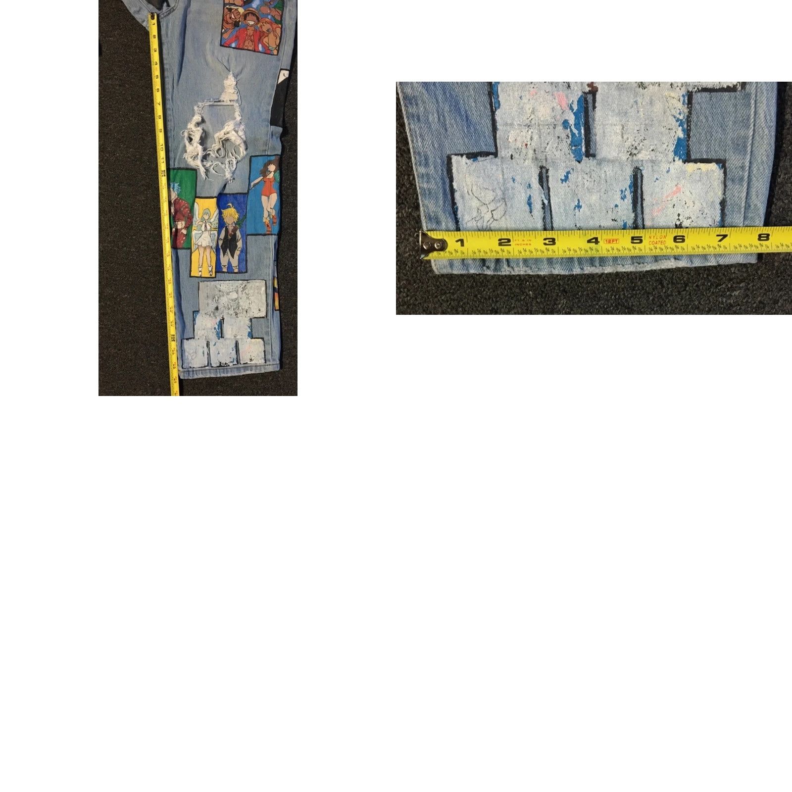 Vintage Vtg Custom Painted Anime Faded Distress Jeans 26 Naruto One Piece Manga Grunge Size 26" / US 2 / IT 38 - 11 Thumbnail