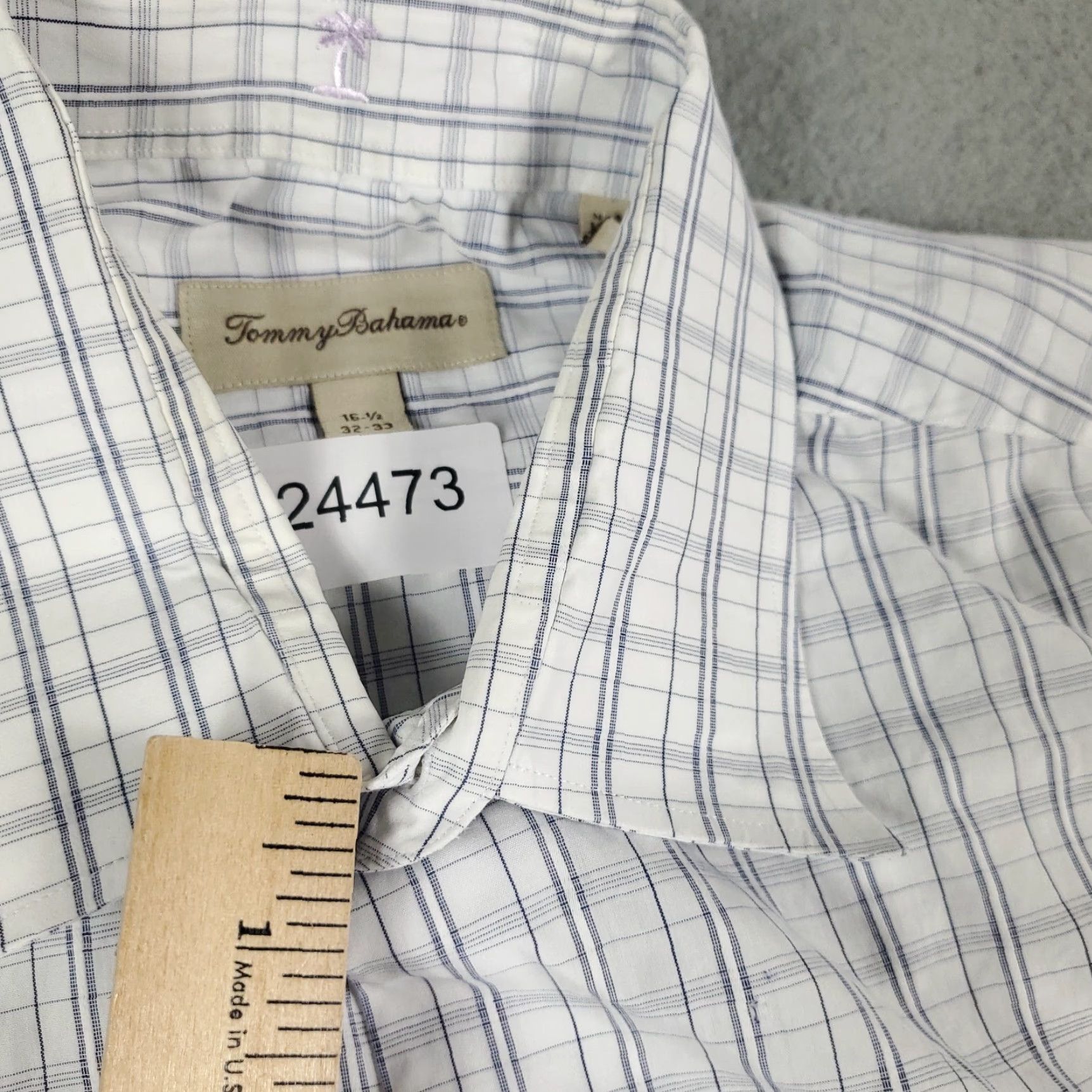 Tommy Bahama Tommy Bahama Shirt Mens 16.5 Blue Plaid Dress Button Up Long Sleeve Cotton Mens Size 42R - 4 Thumbnail