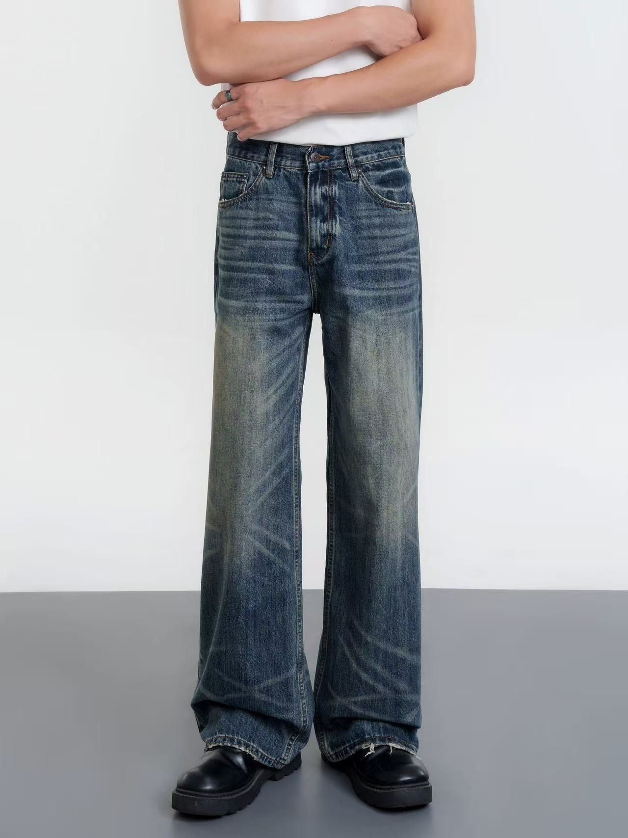 Japanese Brand American retro washed distressed whiskered straight jeans Size US 32 / EU 48 - 2 Thumbnail