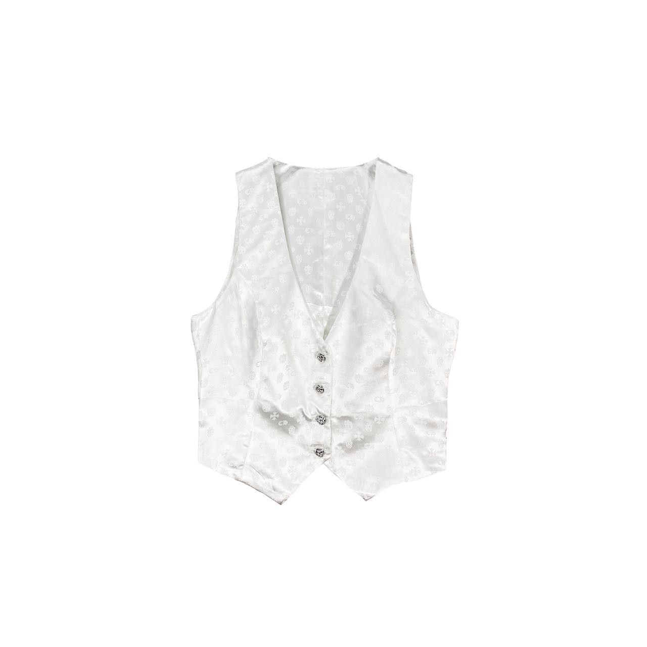 Chrome Hearts Chrome Hearts Tonal Monogram Cross White Silk Lounge Vest Size M / US 6-8 / IT 42-44 - 1 Thumbnail