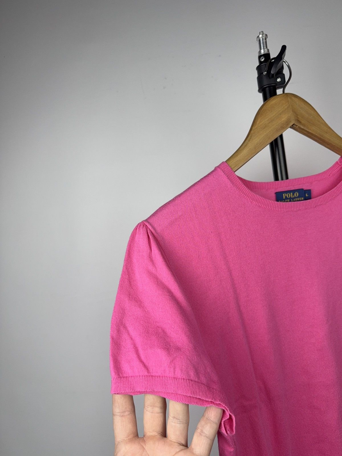Polo Ralph Lauren Luxury 00s Polo Ralph Lauren Pink Knit Short Sleeve Tee Size L / US 10 / IT 46 - 4 Thumbnail