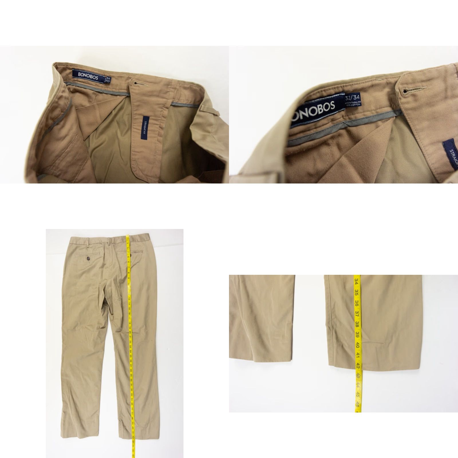 Bonobos VINTAGE Bonobos Men's Pants Chino Regular Fit Adult 32x32 Beige Cotton Straight Leg Preppy Size US 32 / EU 48 - 8 Thumbnail
