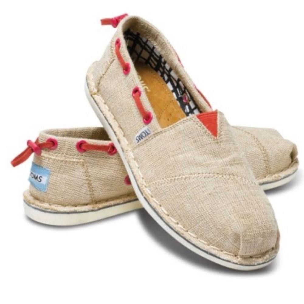 Toms Toms l Burlap Red Drawstring Slip-On Flats Size 8 Size US 8 / IT 38 - 8 Thumbnail