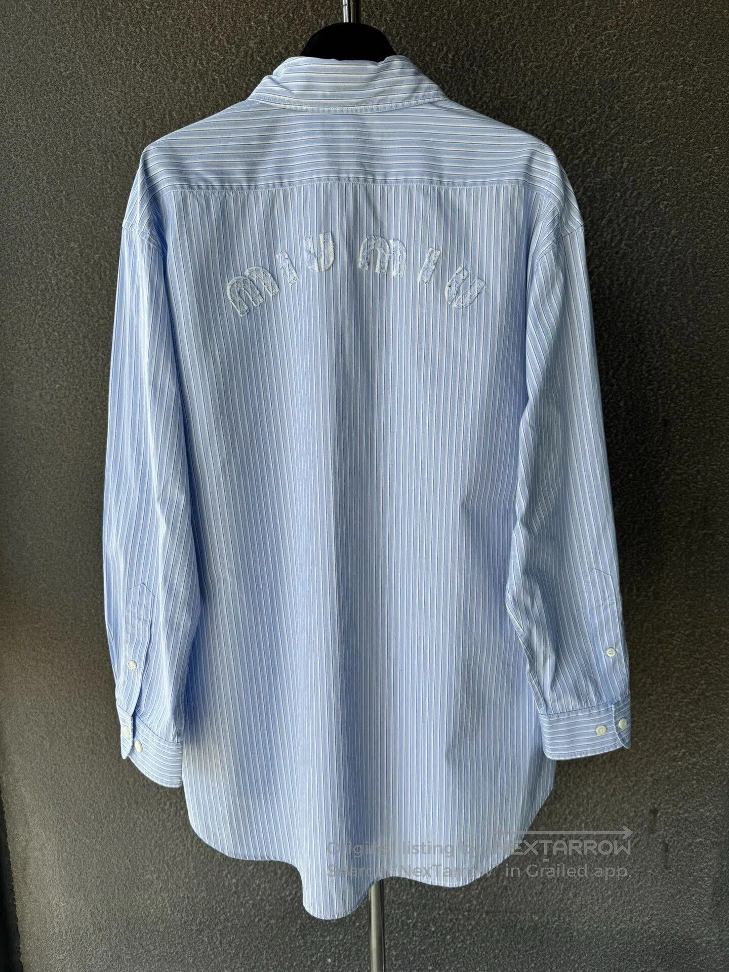 Miu Miu Miu Miu Embroidered Blue Striped Shirt. Size M / US 6-8 / IT 42-44 - 2 Thumbnail