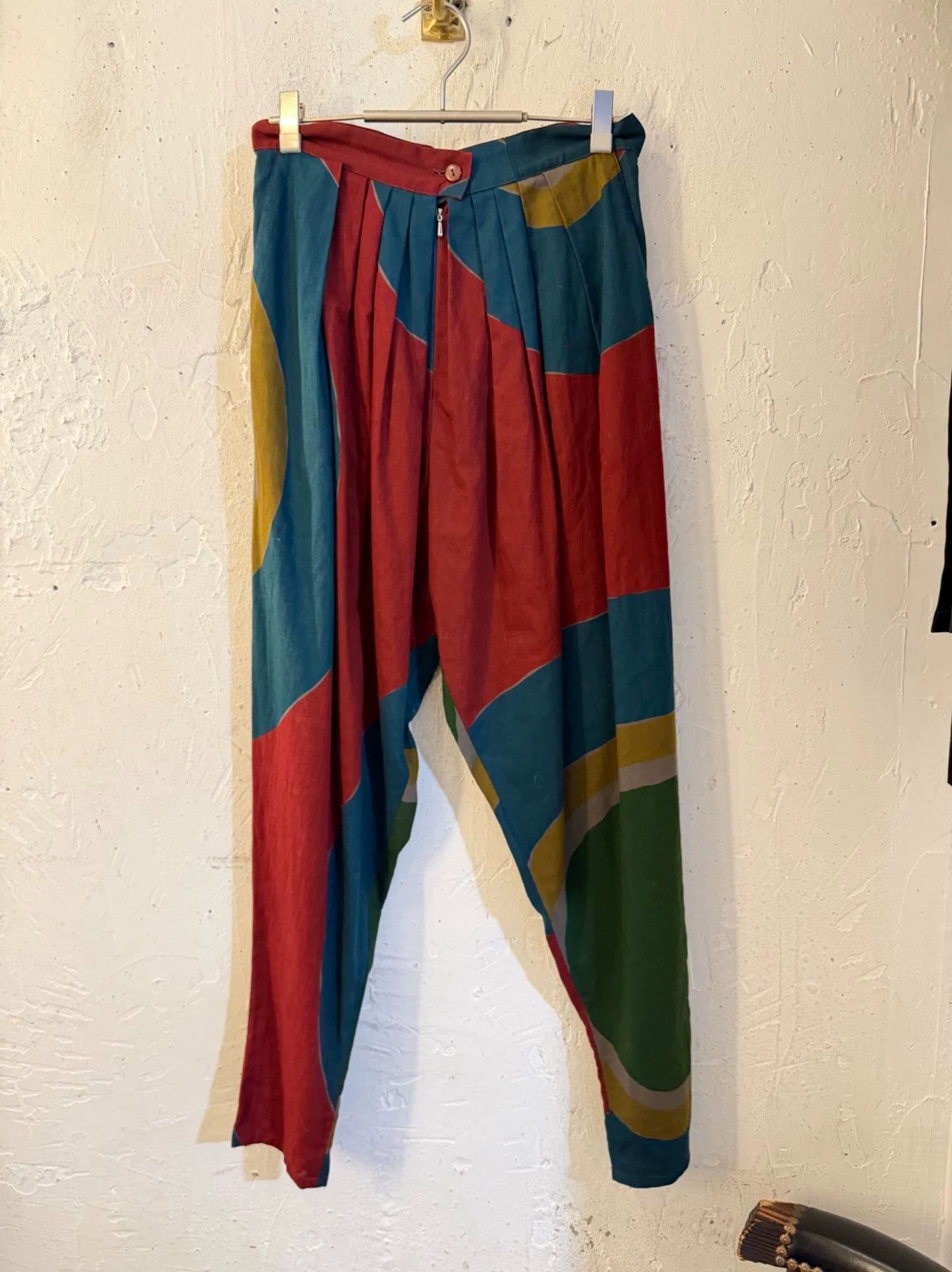 Kenzo 1983ss Geo Print Cotton-Linen Trousers S-M, Men's (Size 30) — image 2 of 6