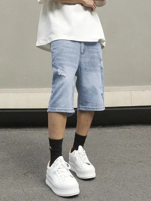 Jean Jorts Vintage Washed Distressed Denim Size US 32 / EU 48 - 4 Thumbnail
