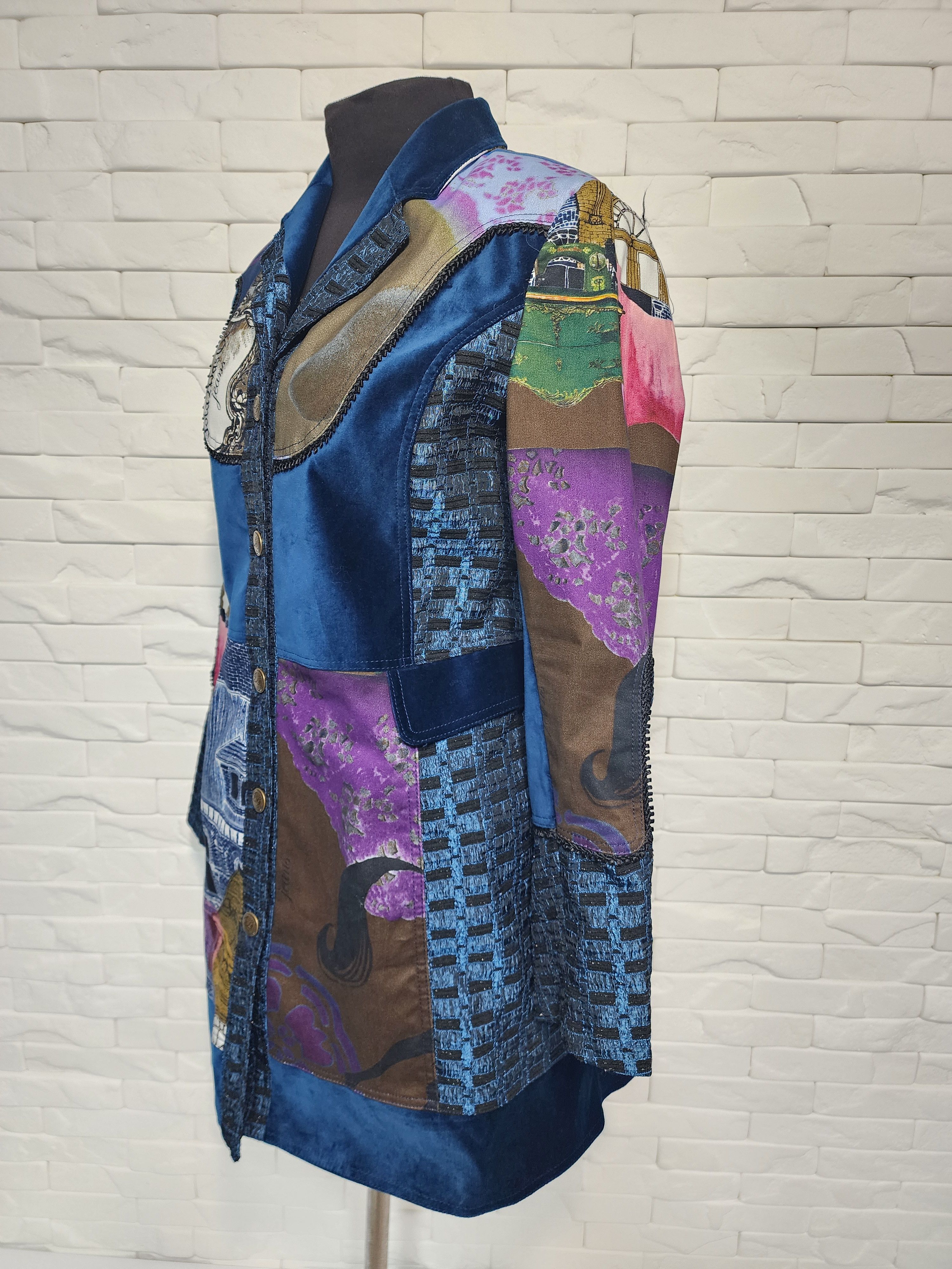 Designer Women's Multi-colored Cotton Jacket. Size L / US 10 / IT 46 - 2 Thumbnail