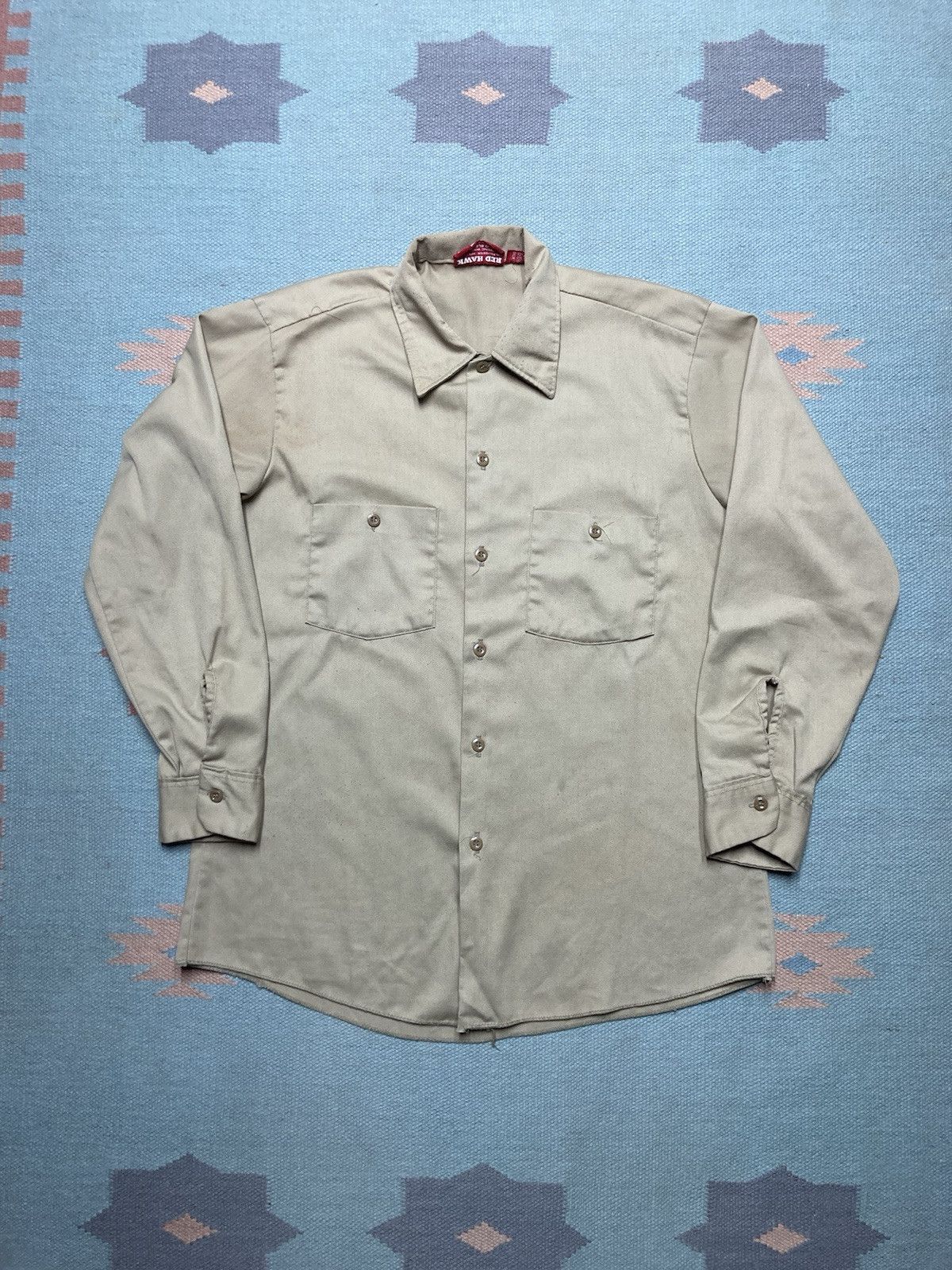 Vintage 70s chino twill work shirt red hawk khaki workwear medium Size US M / EU 48-50 / 2 - 1 Thumbnail