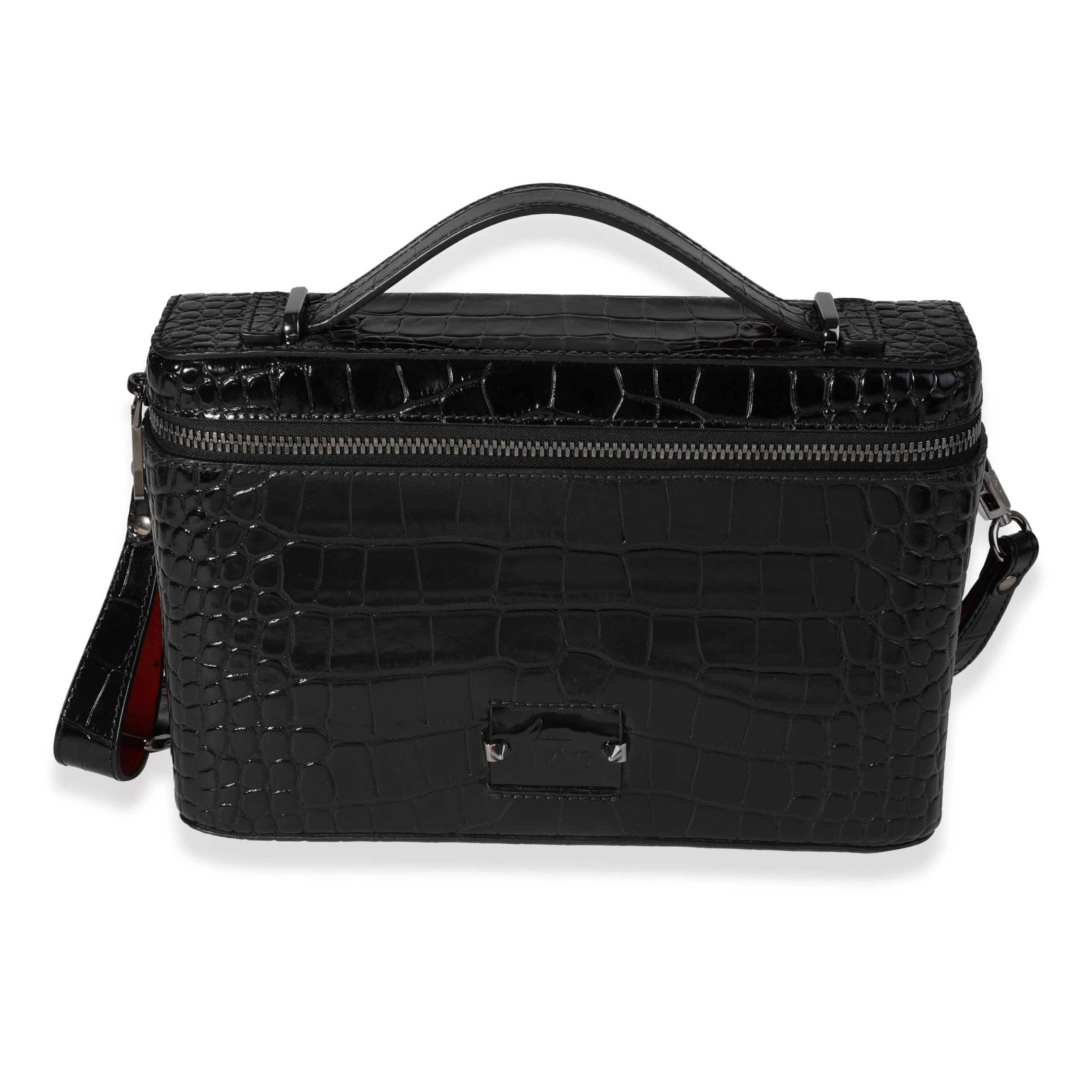 image of Christian Louboutin Black Embossed Calfskin Loubicity Kypipouch, Women's