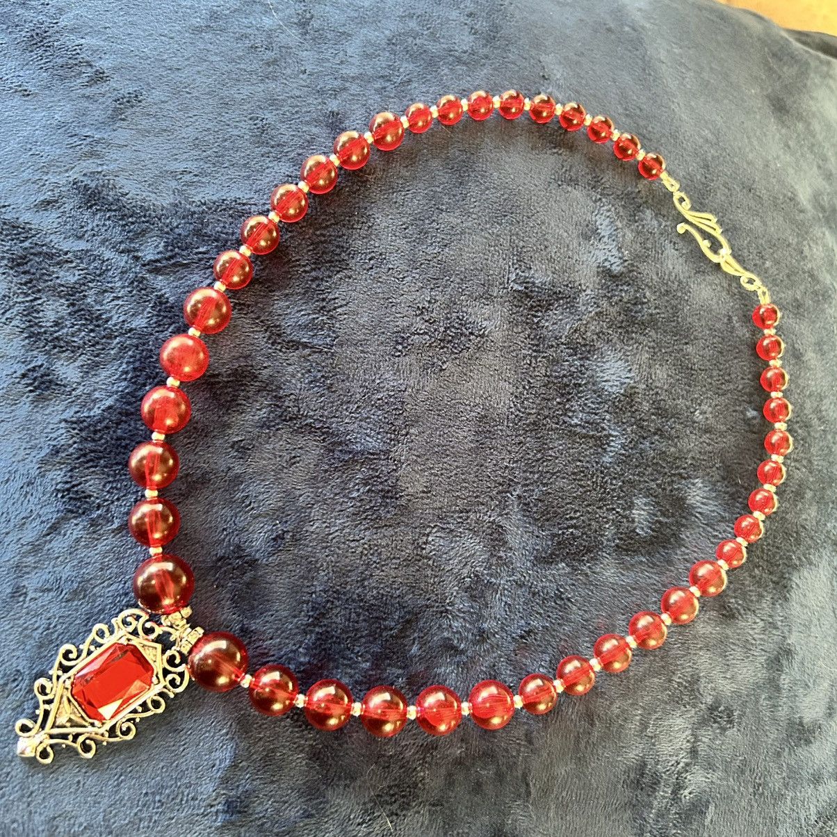 Handmade Handcrafted vintage repurpose red vampire blood necklace Size ONE SIZE - 5 Thumbnail