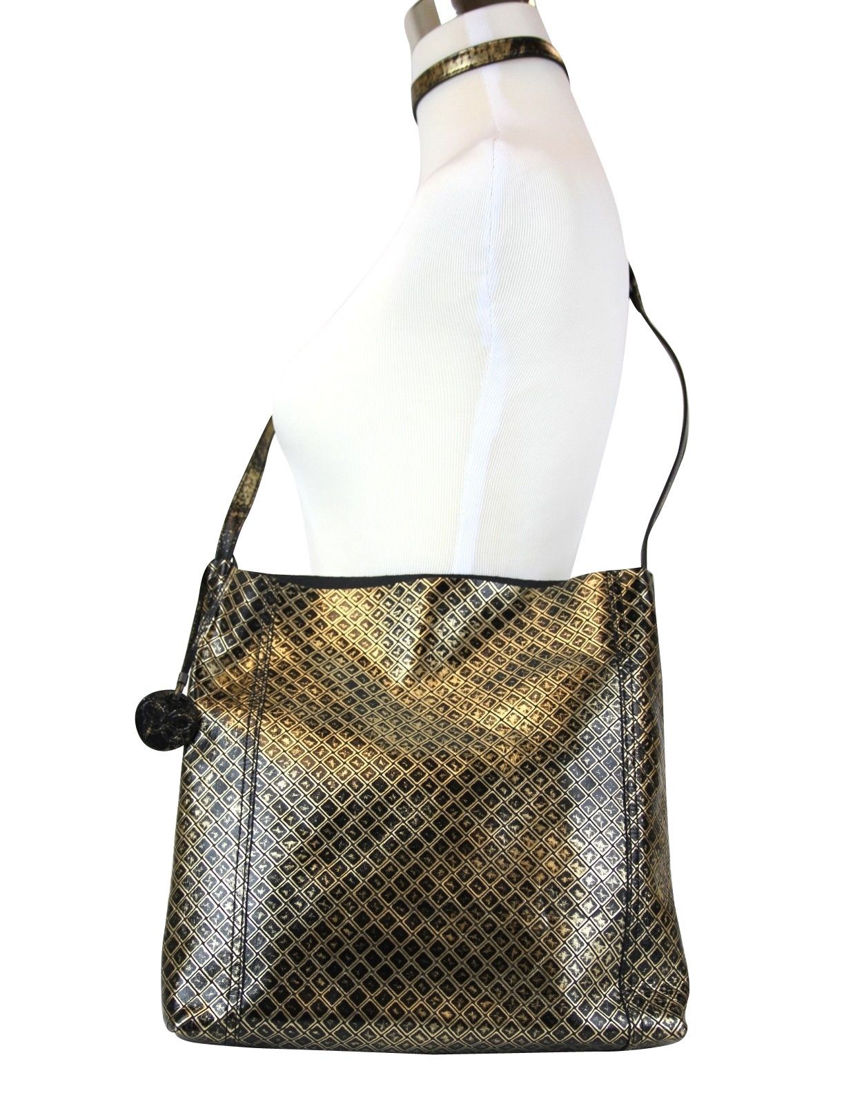 Bottega Veneta Unisex Intrecciomirage Gold / Black Leather Large Messenger Size ONE SIZE - 1 Thumbnail