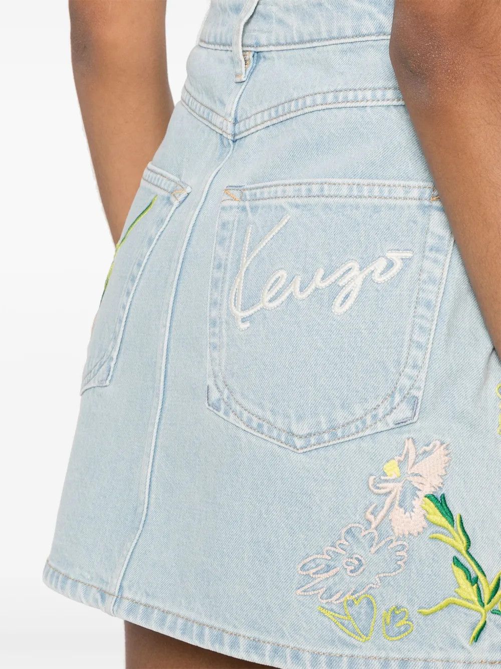 Kenzo o1y1025 Denim Mini Skirt in Blue Size 26" / US 2 / IT 38 - 4 Thumbnail