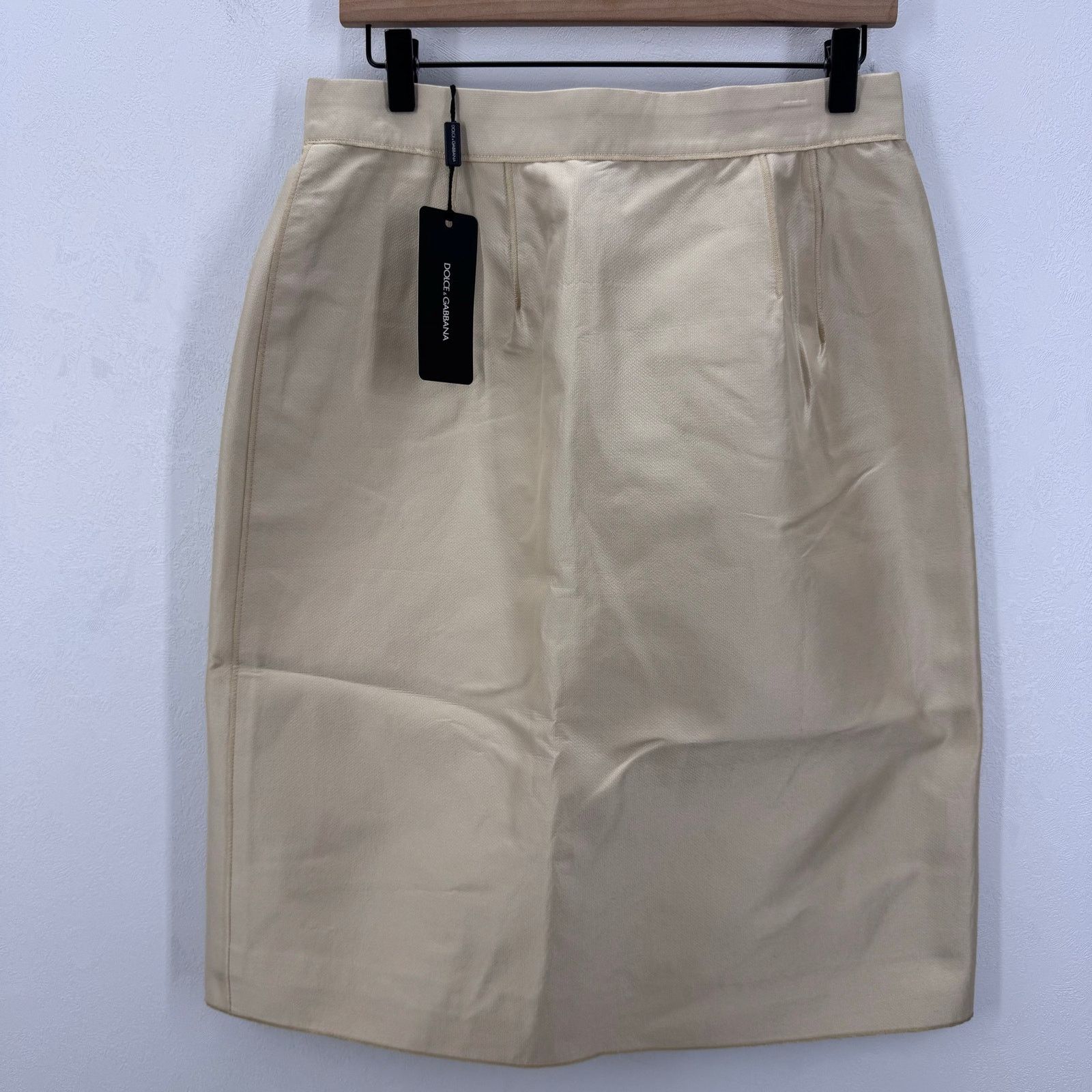 Dolce & Gabbana NDolce & Gabbana Wool Silk Blend A-Line Skirt 46/US 10 Beige Size 32" / US 10 / IT 46 - 1 Thumbnail