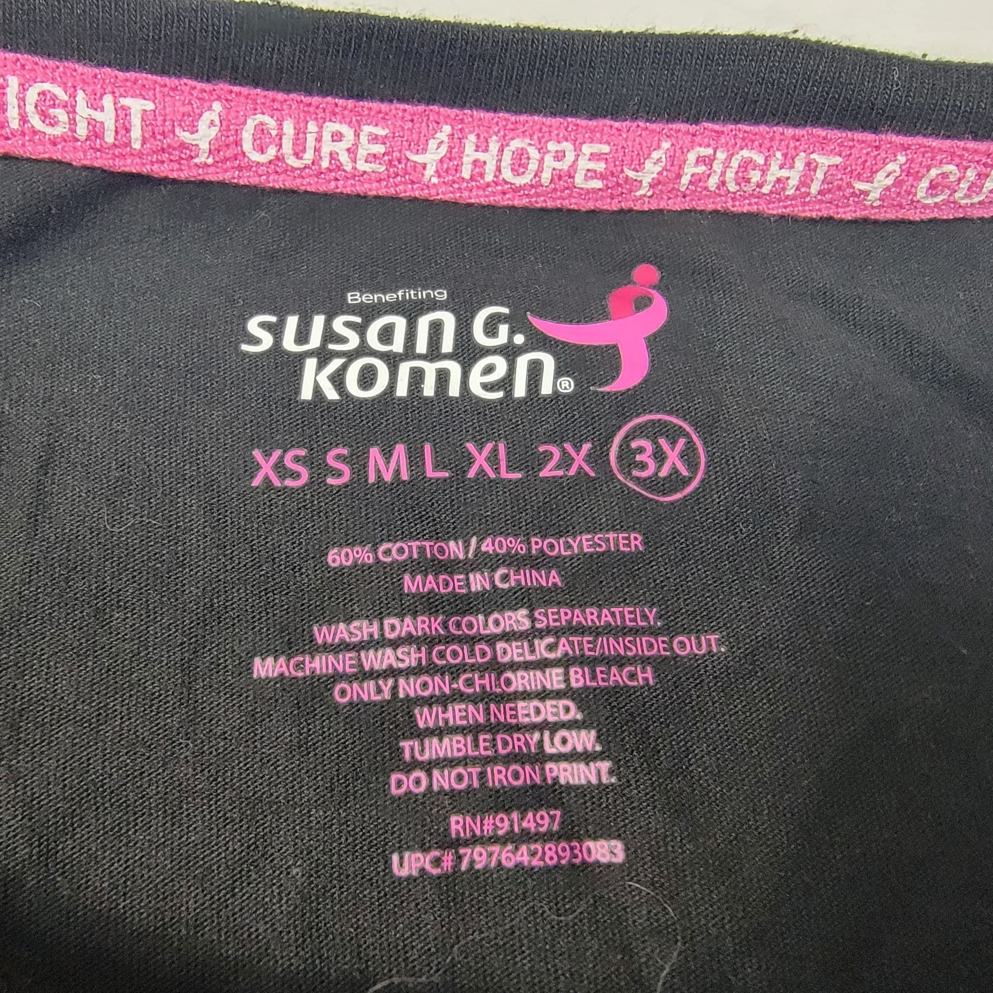 Other Susan G Komen Womens 3X Black Graphic Tee Shirt Faith Streng Size 3XL / US 20-22 - 4 Thumbnail