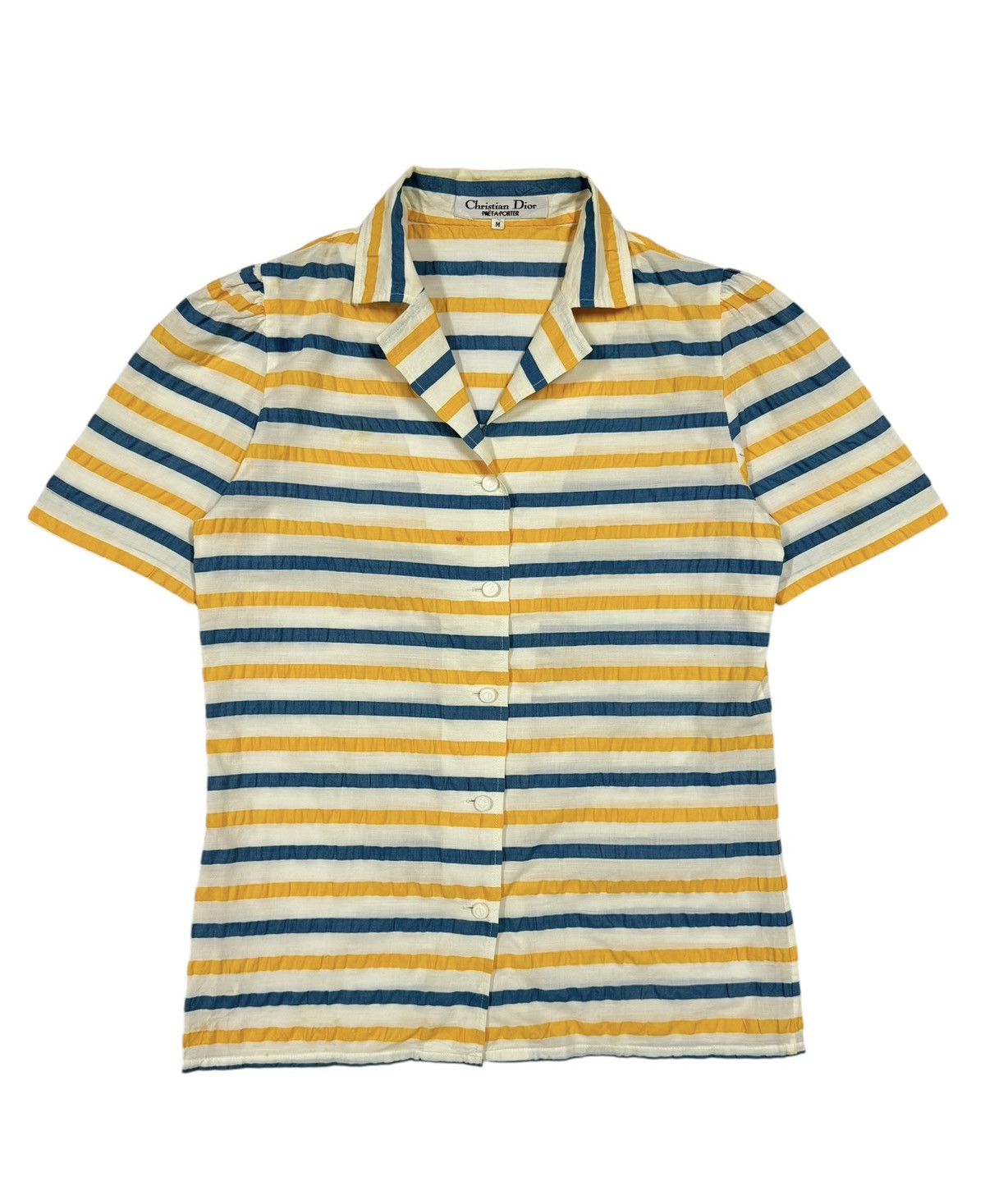 Christian Dior Monsieur × Vintage Vtg🔥Christian Dior Pret-A-Porter Striped Wrickle Shirt Size S / US 4 / IT 40 - 1 Thumbnail