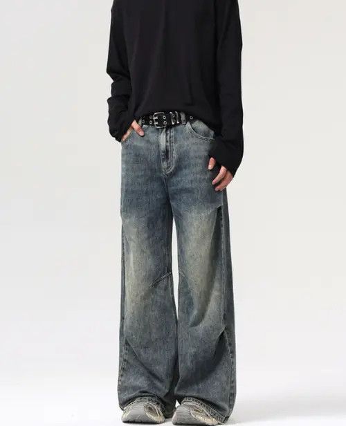 Japanese Brand Pants Distressed straight men's retro loose baggy jeans Size US 32 / EU 48 - 2 Thumbnail