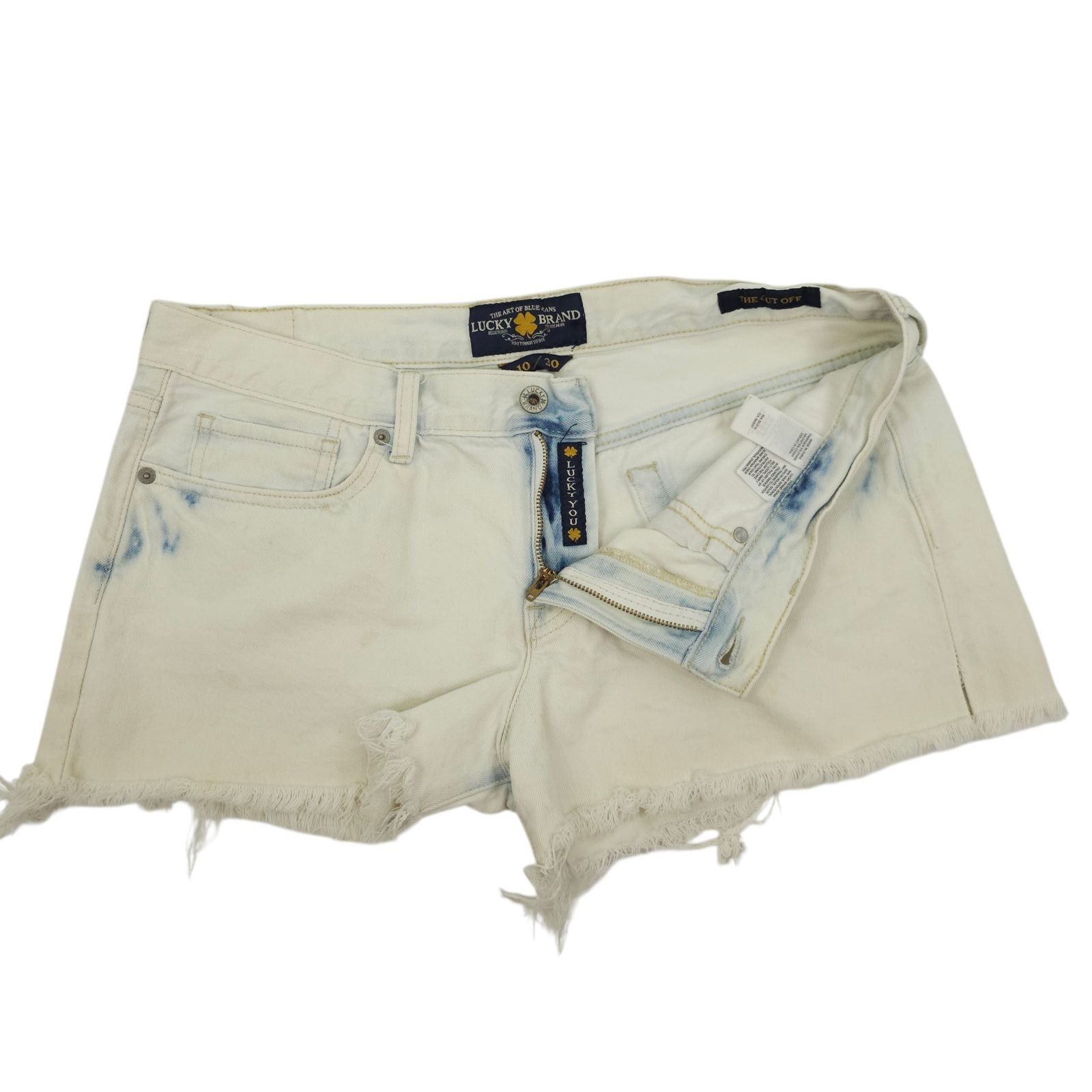 Lucky Brand Lucky Brand The Cut Off Denim Shorts 10/30 Boho White Acid W Size 32" / US 10 / IT 46 - 10 Thumbnail