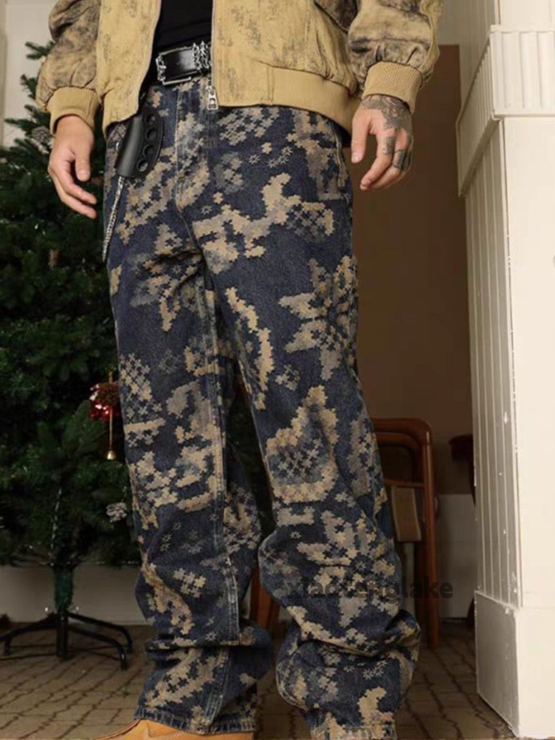 Utility loose baggy hiphop pattern carpenter cargo jeans