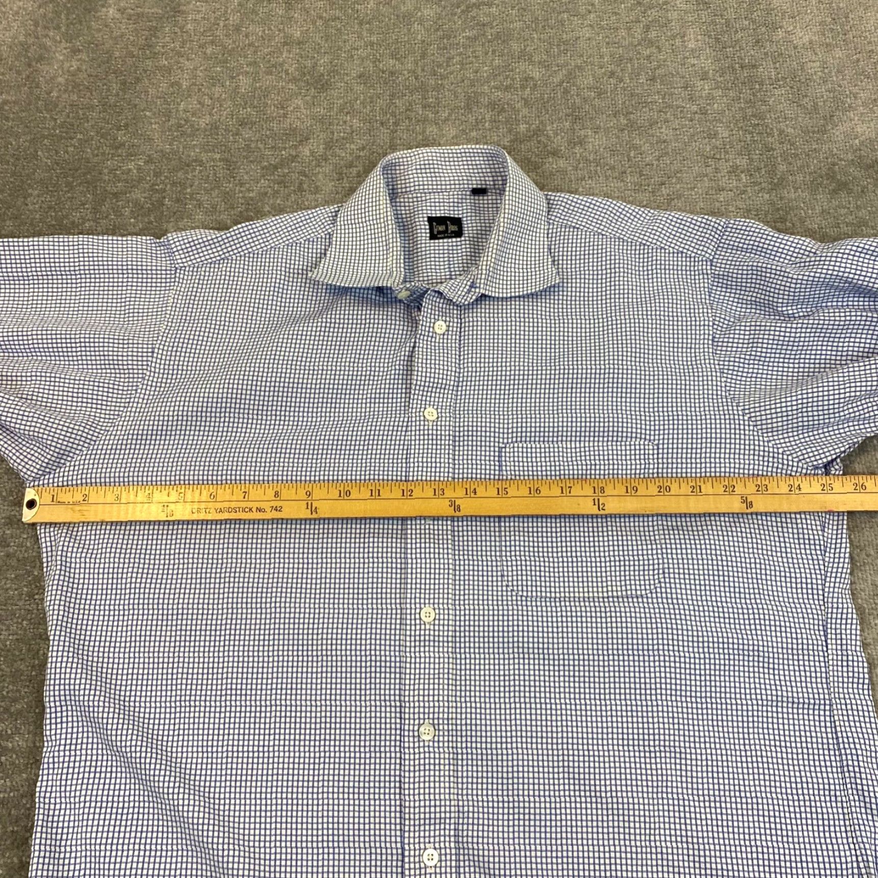 Vintage Gitman Bros Shirt Mens 16.5 / 33 Button Up Blue White Micro Plaid Casual Dress Top USA Size US XL / EU 56 / 4 - 5 Thumbnail