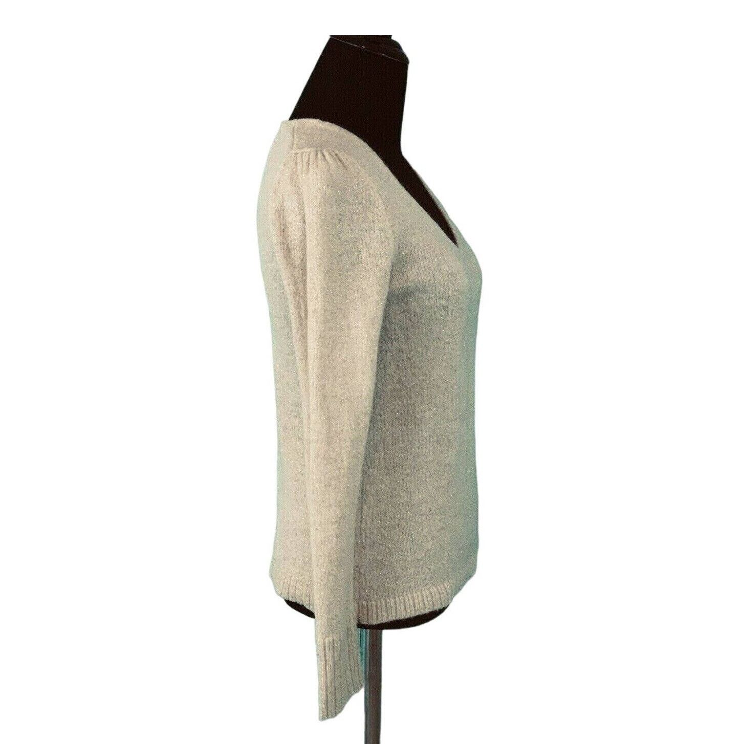 Ann Taylor Ann Taylor beige gold shimmery Long Sleeves sweater size SP Size S / US 4 / IT 40 - 6 Thumbnail